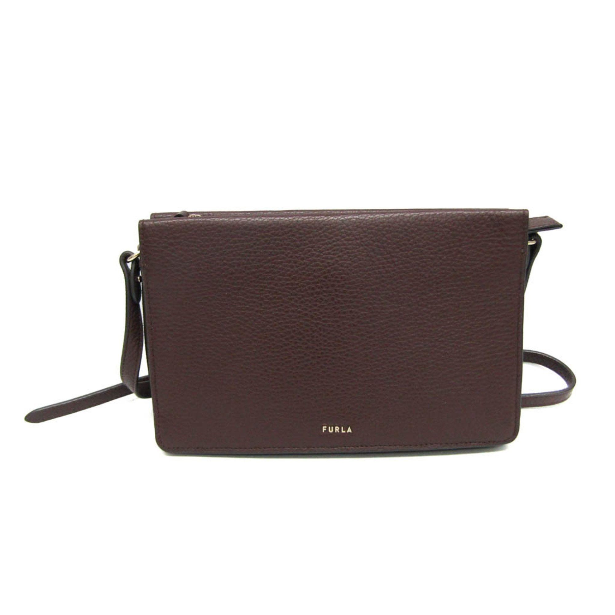 Furla BABYLON EAW0UNO Women's LeatherSuede Shoulder Bag Brown