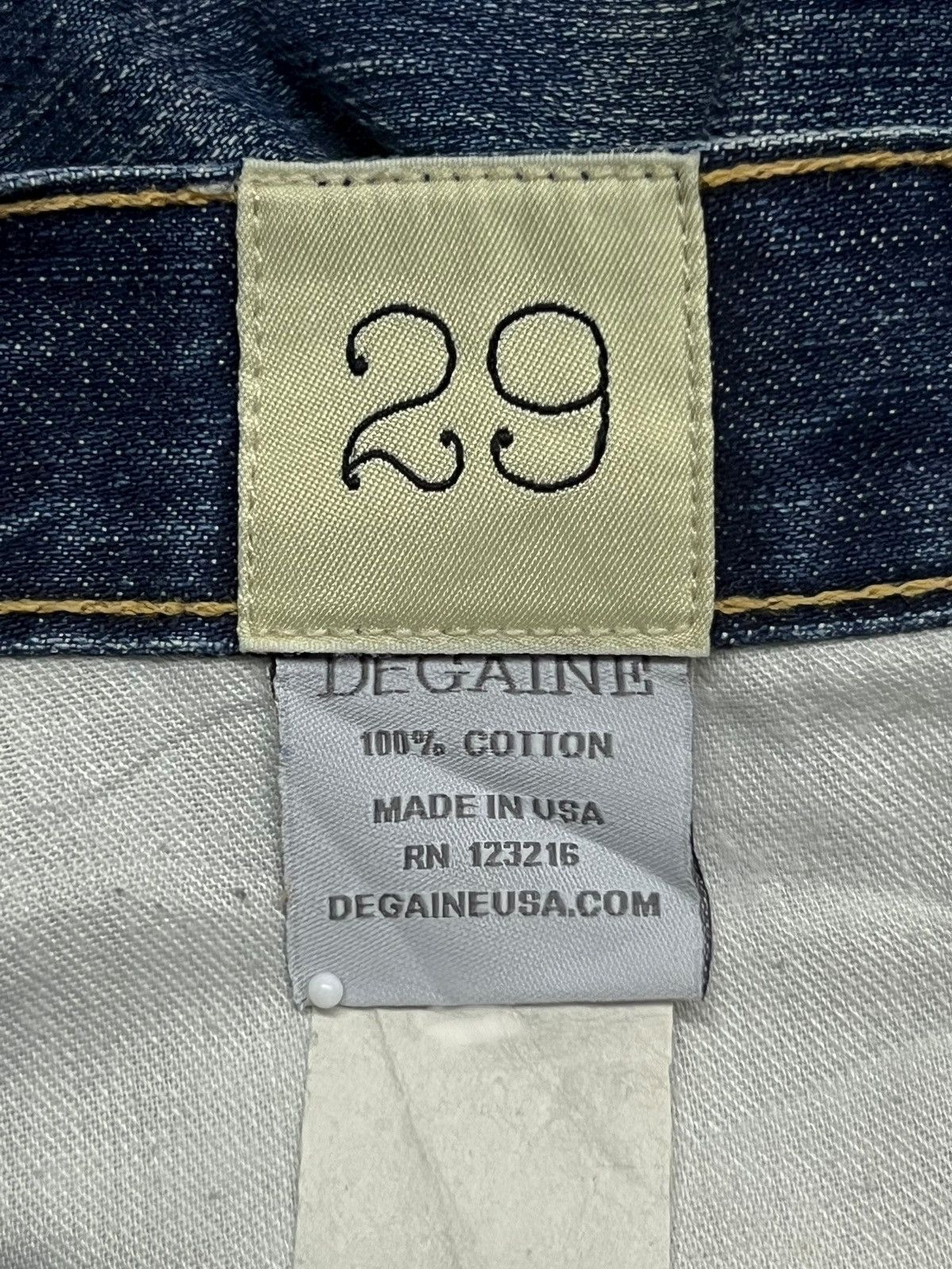 Japanese Brand Vintage Degaine Usa - Faded Wash Honeycomb, Distressed Denim Size 30" / US 8 / IT 44 - 11 Thumbnail