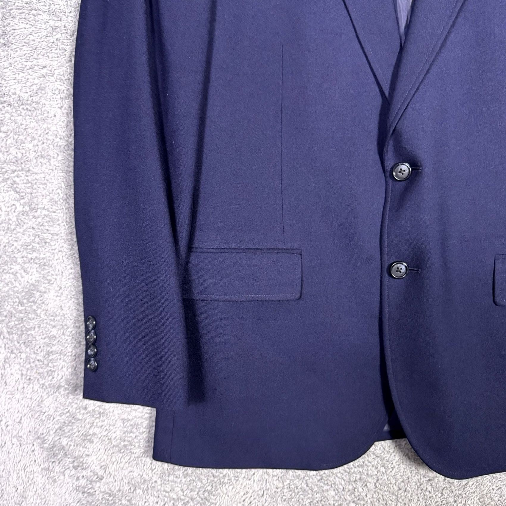 J.Crew J.CREW Blazer Mens 44R Wool University Notch Lapel Four-Button Single-Breasted Slim Blue Blazer Mohan Size 44R - 2 Thumbnail