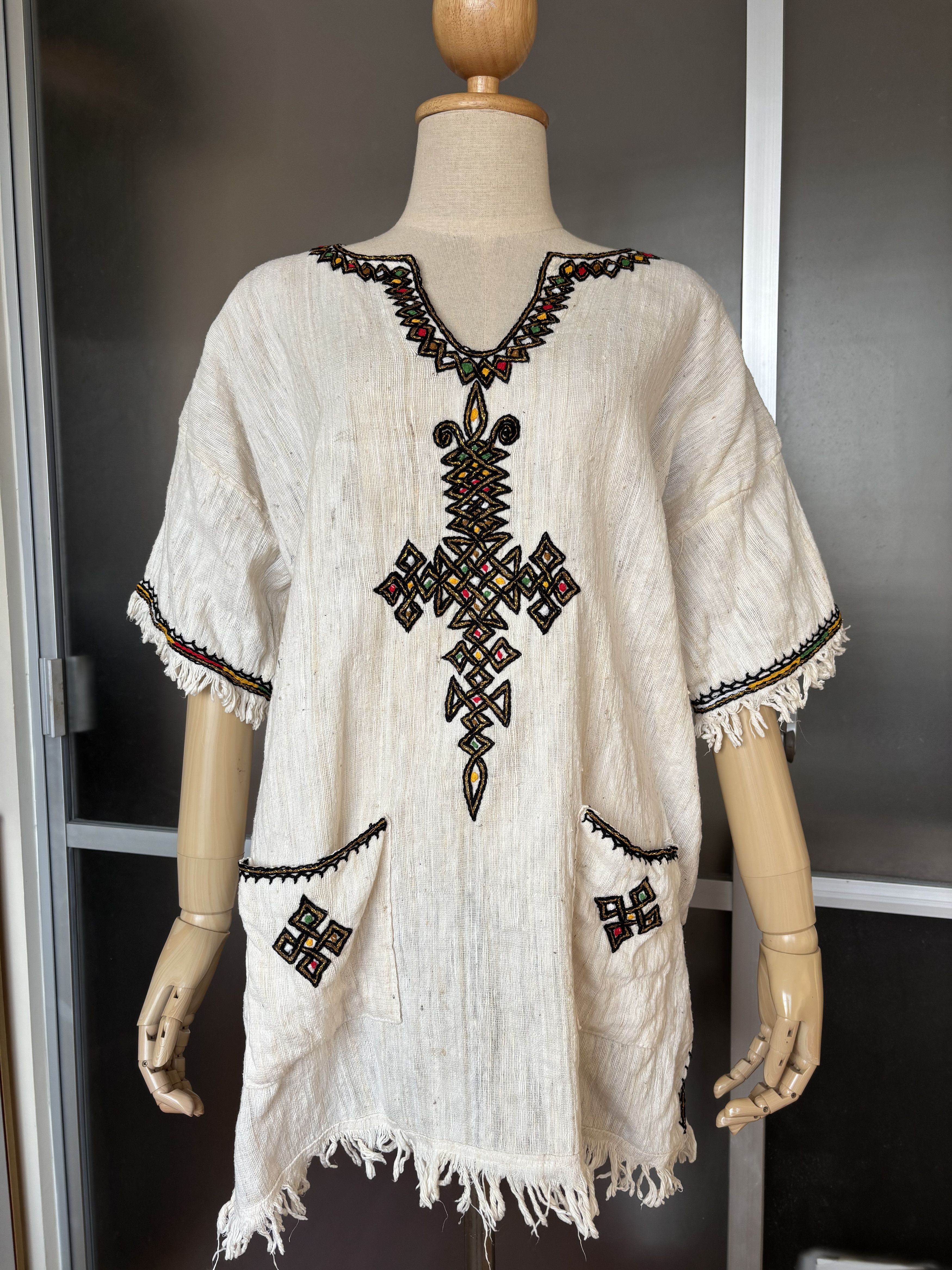 Handmade Handmade African Style Embroidered Cotton Shirt Size M / US 6-8 / IT 42-44 - 1 Thumbnail