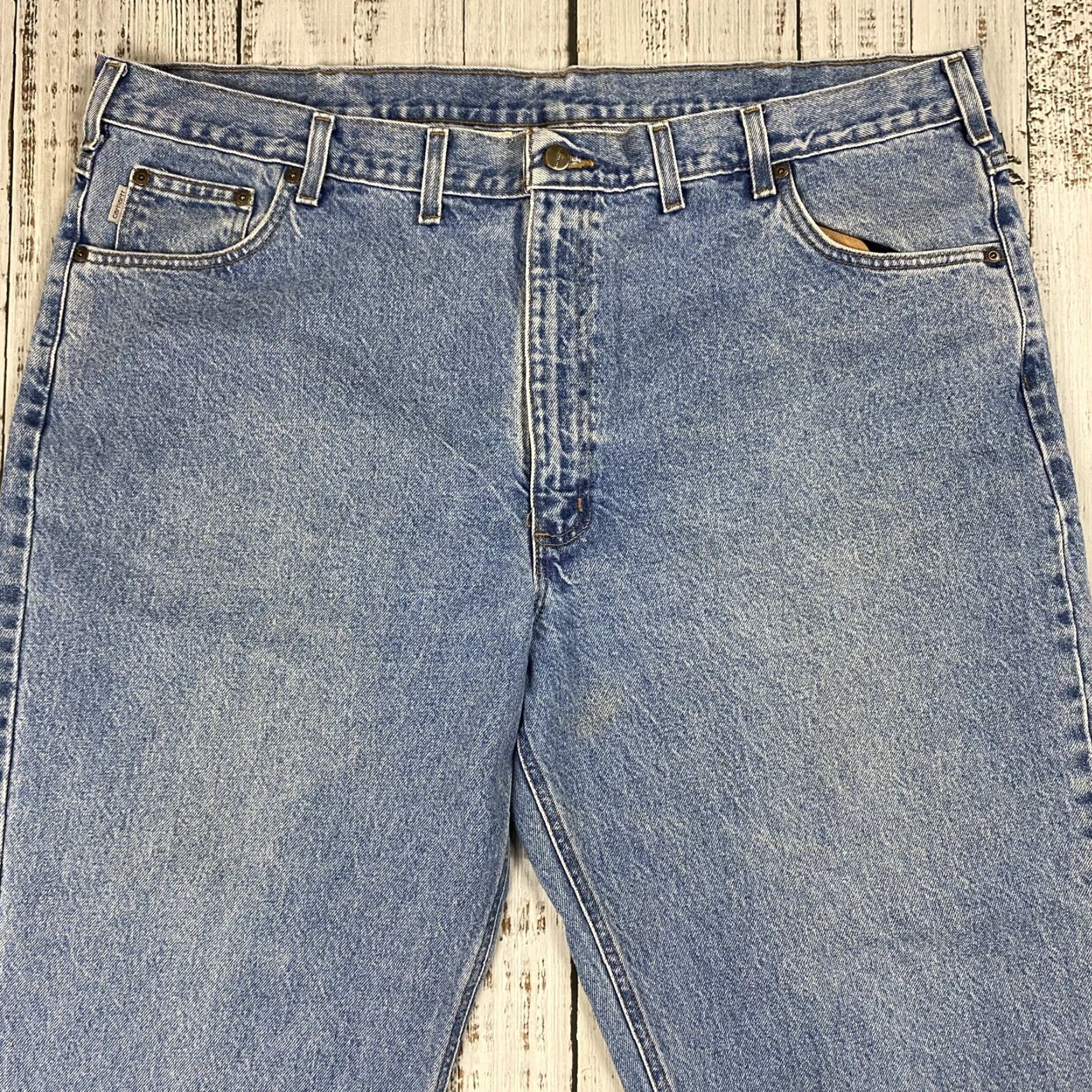 Carhartt VINTAGE Carhartt Jeans Relaxed Fit Denim Blue B17 Size 46x30 Work Light Wash Mens Size US 30 / EU 46 - 6 Thumbnail