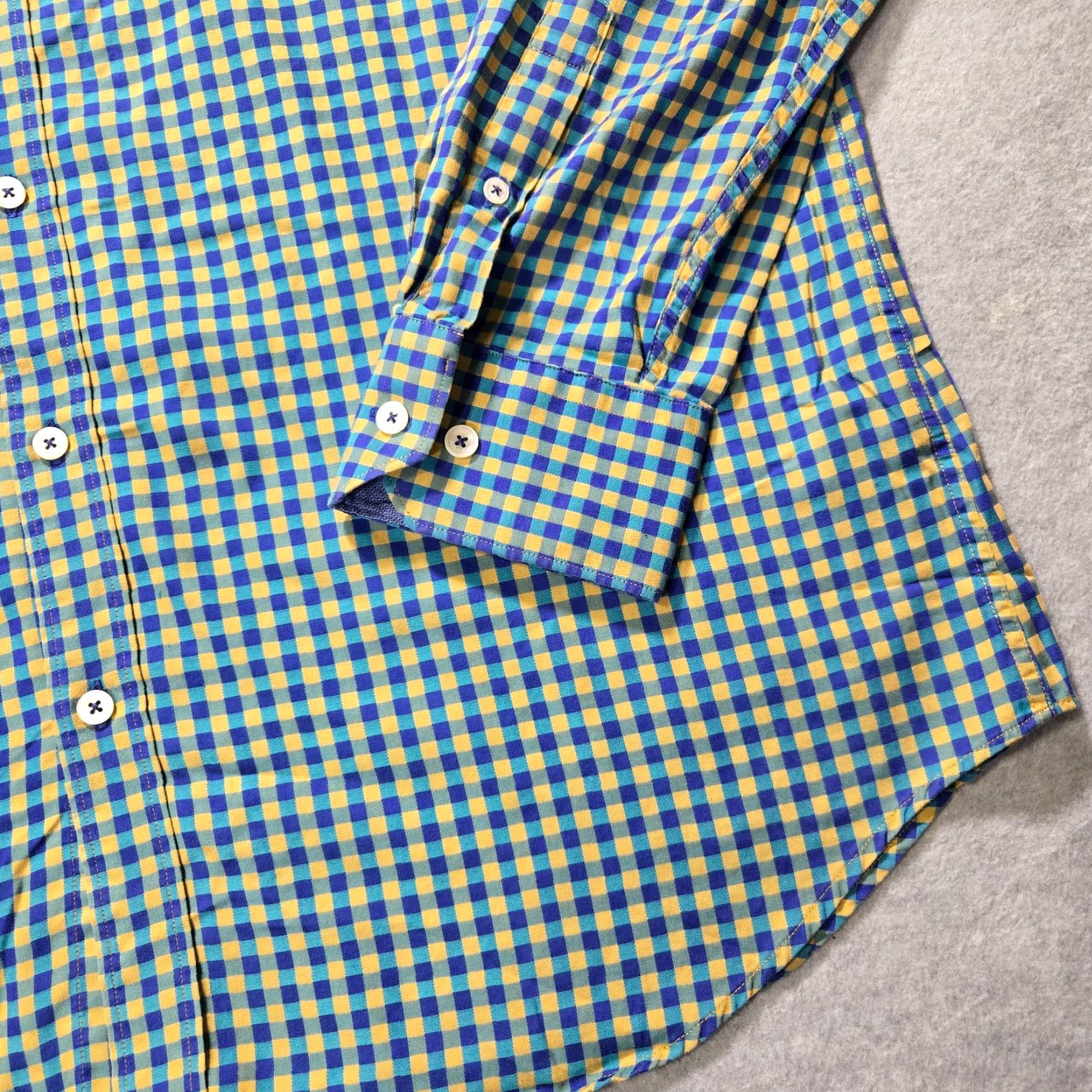BUGATCHI Bugatchi Uomo Button-Up Shirt Mens Medium Cotton Checkered Shaped Fit Multicolor Warm Weather Casual Size 40R - 6 Thumbnail