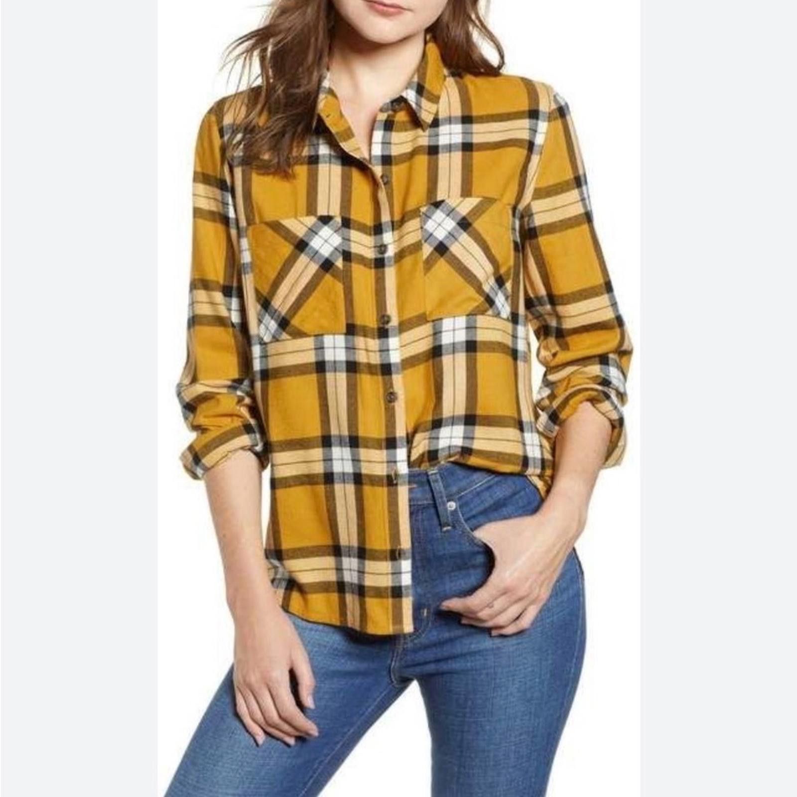 Pacsun PacSun Yellow Plaid Button-Up Shirt Size XS / US 0-2 / IT 36-38 - 1 Thumbnail