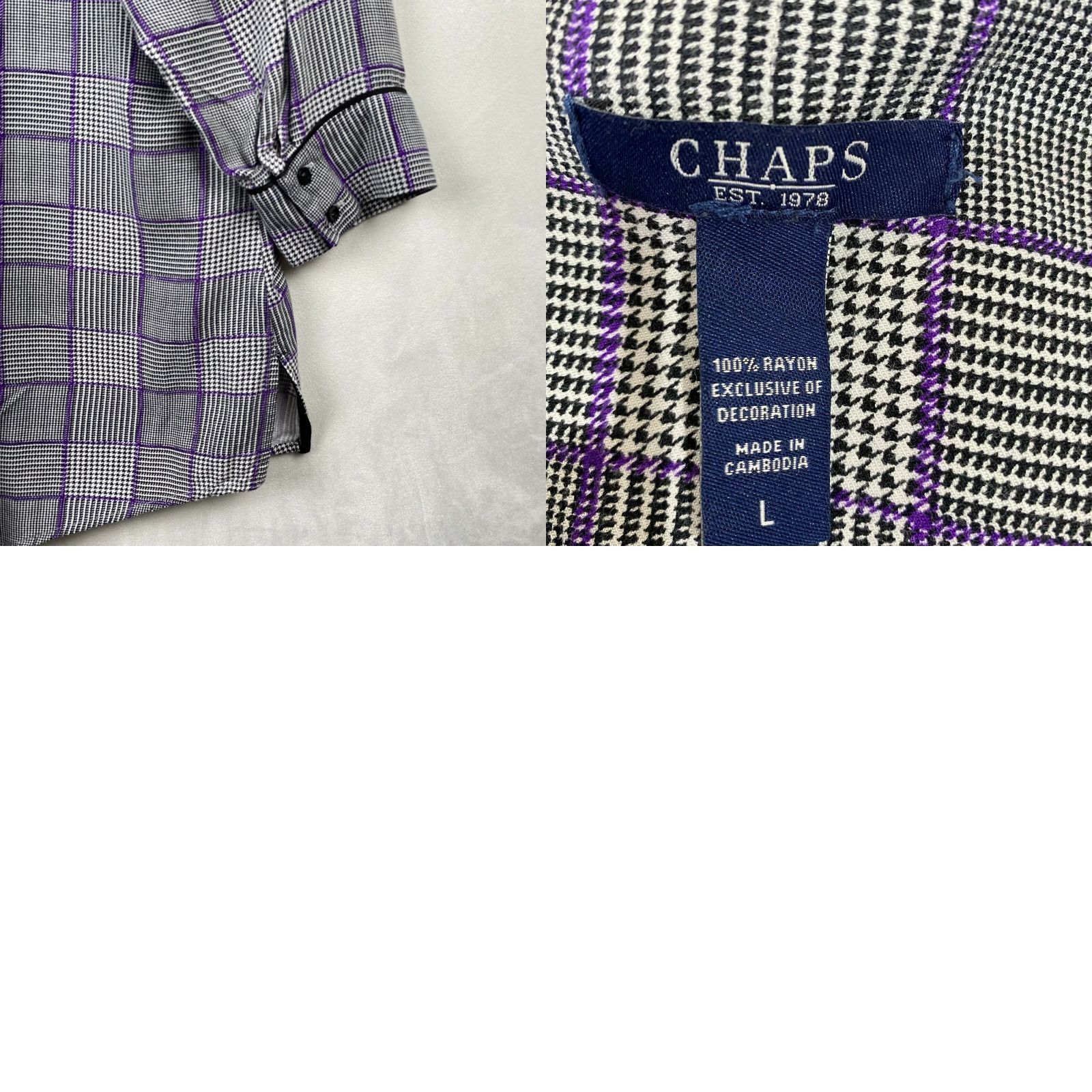 Chaps Chaps Purple Houndstooth Button-Up Tunic Long Sleeve Women's L Size L / US 10 / IT 46 - 8 Thumbnail