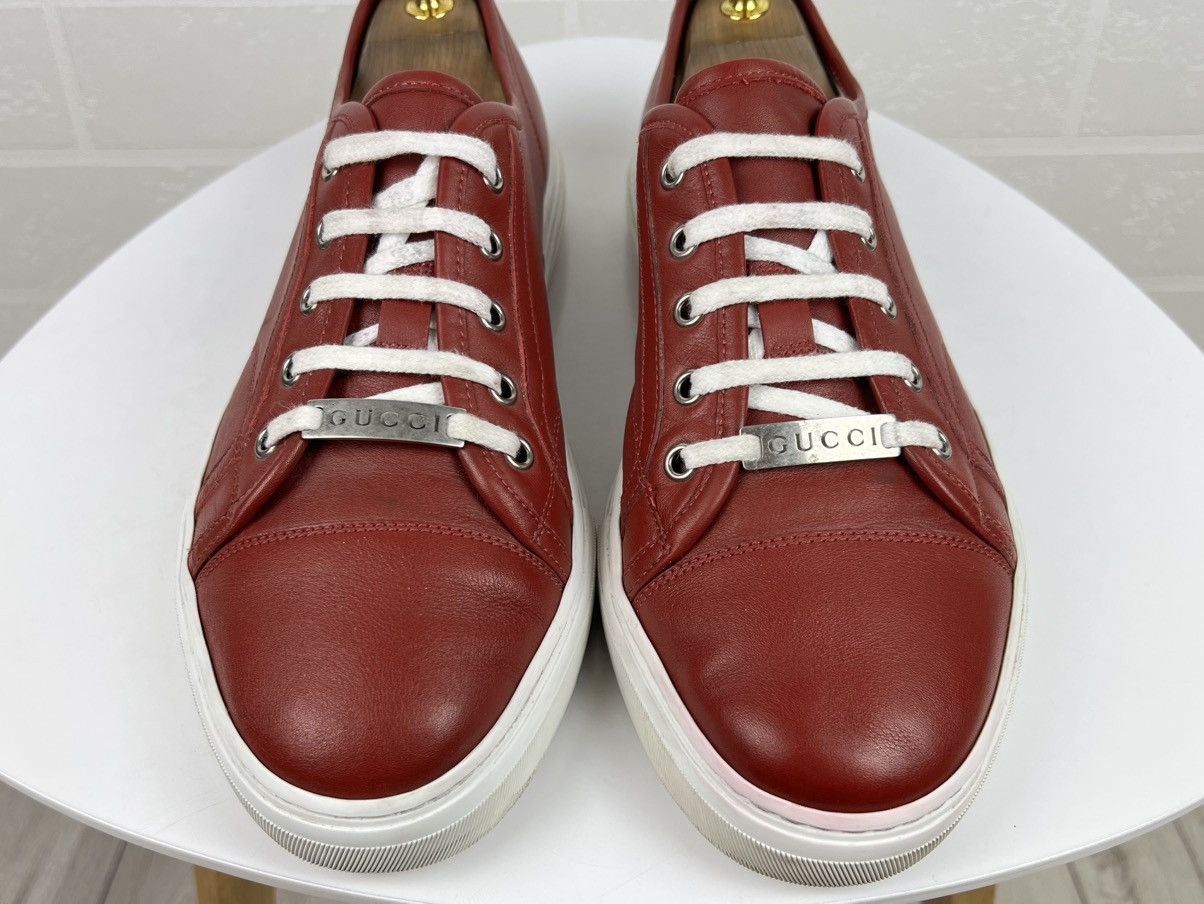 Gucci GUCCI Sneakers Low Top Leather GG Miro Soft Metal Logo Red Size US 8.5 / EU 41-42 - 8 Thumbnail