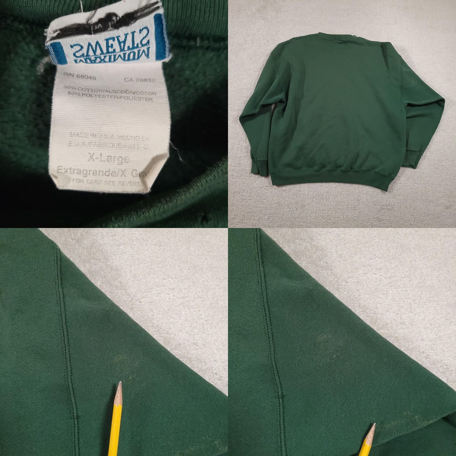 Vintage VINTAGE Maximum Sweats Sweatshirt Mens XL Green Crewneck Pullover Cotton Blend 50/50 Solid Fleece Size US XL / EU 56 / 4 - 10 Thumbnail