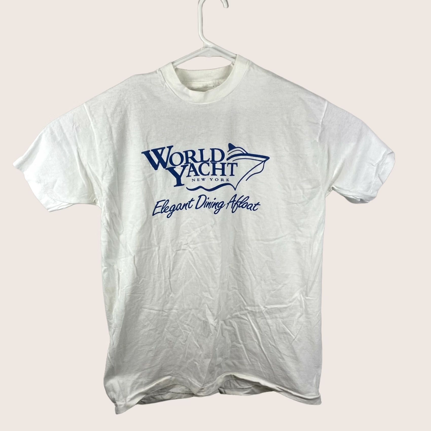 Vintage VINTAGE World Yacht Shirt Mens S White 90s Single Stitch New York Elegant Dining Boat Size US S / EU 44-46 / 1 - 1 Thumbnail