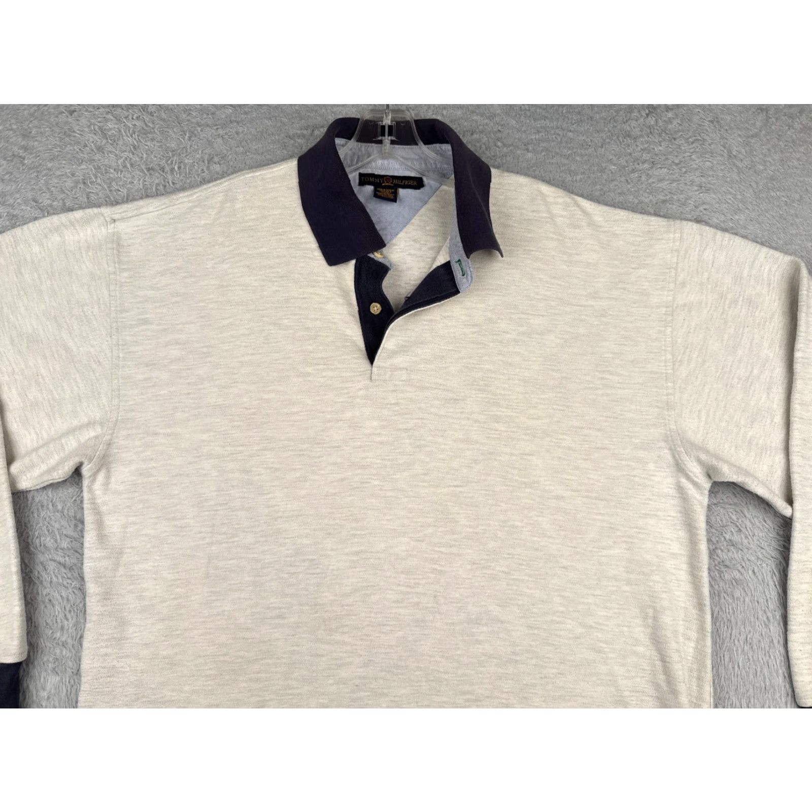 Tommy Hilfiger Tommy Hilfiger Polo Shirt Men XL Gray Long Sleeve Slim Cotton Knit Golf Size US XL / EU 56 / 4 - 4 Thumbnail