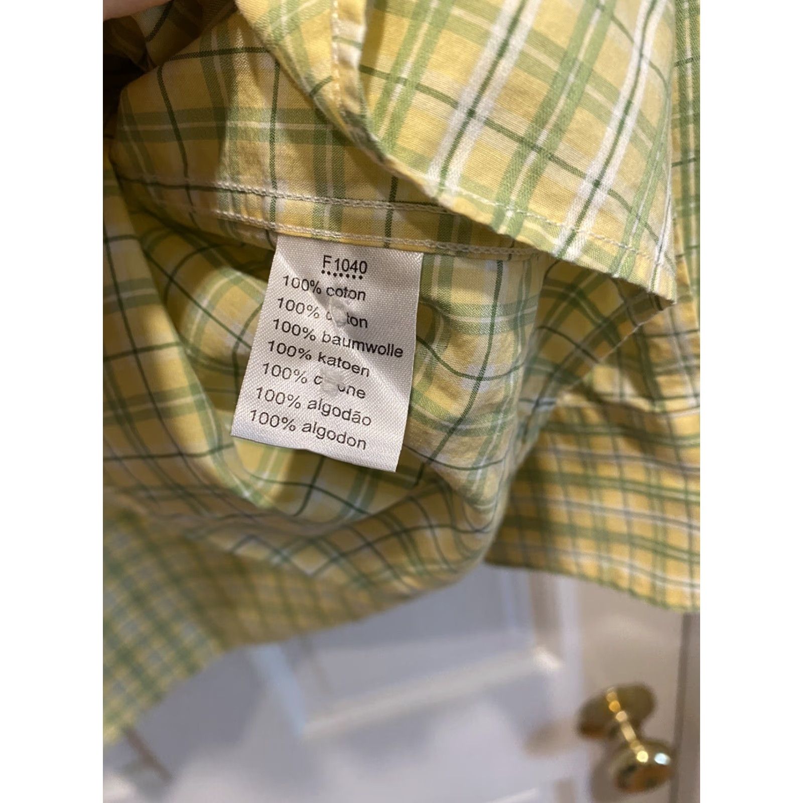 Izod IZOD Button-Down Shirt Mens XL Check Long Sleeve Green Yellow Cotton Regular 46/XL 32” collar to hem Size US XL / EU 56 / 4 - 6 Thumbnail