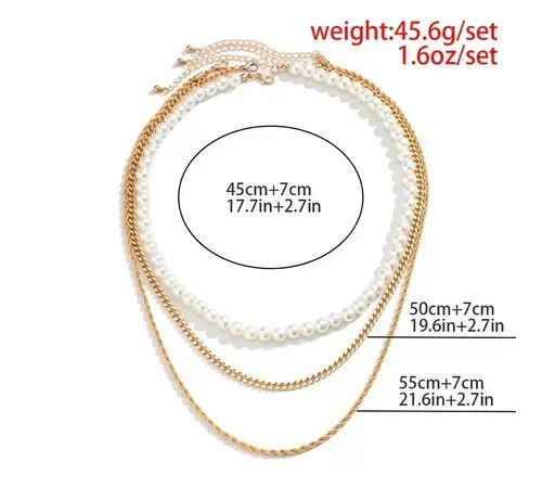 Jewelry Unisex layered pearl necklace chains fashion accessories Size ONE SIZE - 4 Thumbnail