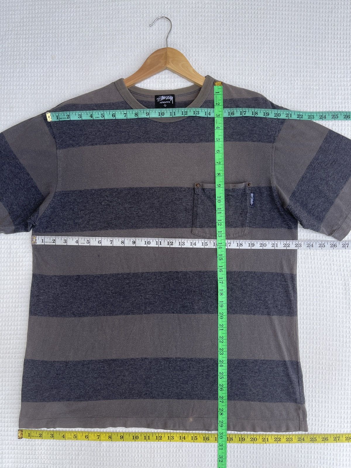 Stussy Rarest🔥Vtg90s STUSSY Striped Pocket Single Stitch Tee Size US L / EU 52-54 / 3 - 12 Thumbnail
