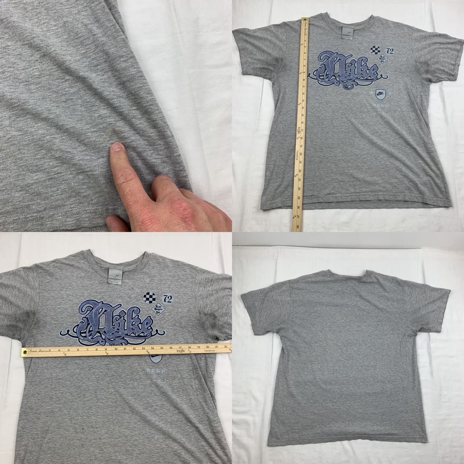 Nike VINTAGE Nike Shirt Adult Medium Gray Grunge Y2K Silver Tag Graphic Tee Mens Size US M / EU 48-50 / 2 - 8 Thumbnail