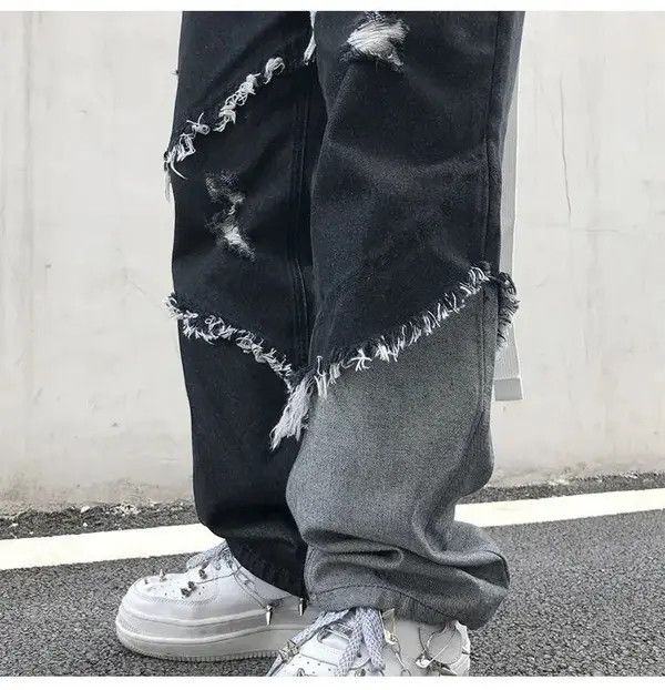 VIBE Baggy Distressed patchwork jeans denim y2k vintage Size US 32 / EU 48 - 7 Thumbnail