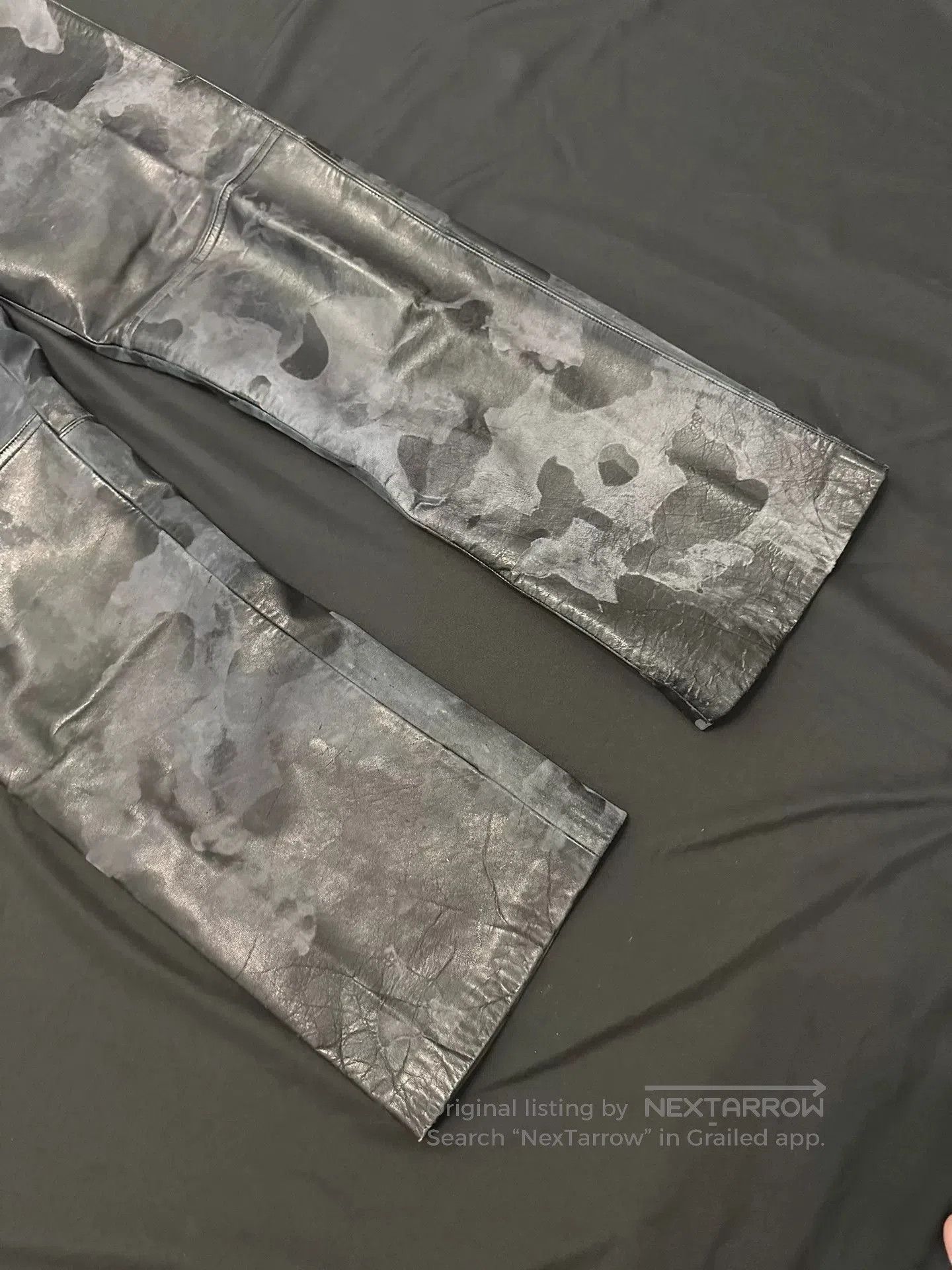 Vintage vintage 90s black camouflage leather pants. Size US 30 / EU 46 - 2 Thumbnail