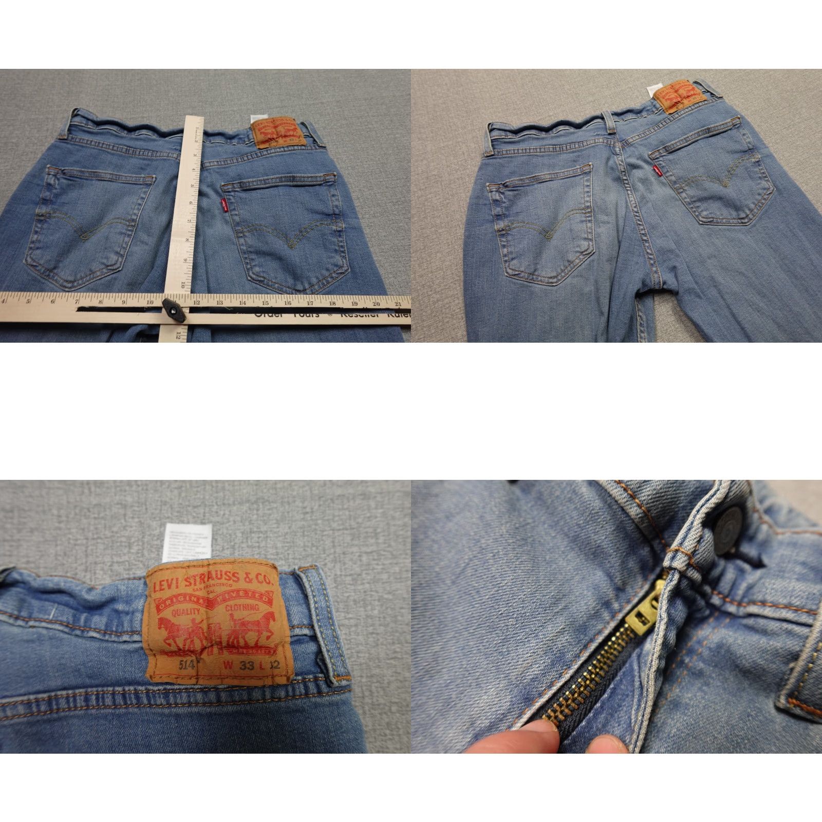 Levi's Levi's 514 Jeans Slim Straight Leg Mens 33 Blue Light Wash Denim Cotton Stretch 5-Pocket Cowboy Western Classic Brand Levi's 514 Mens Jeans Size US 33 - 8 Thumbnail