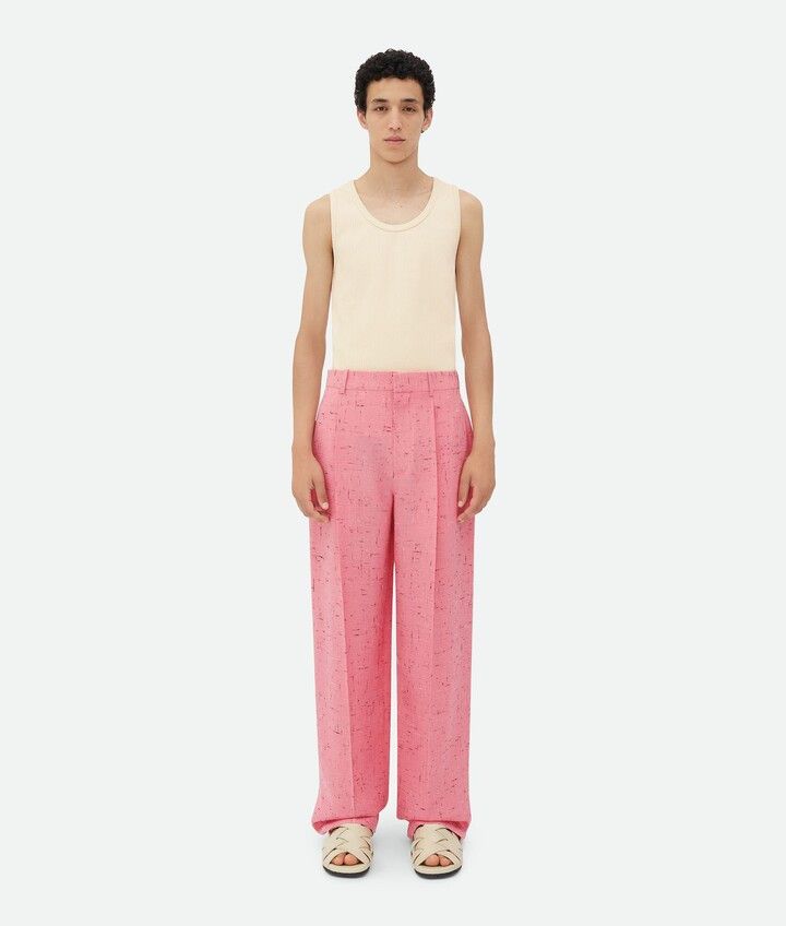 Bottega Veneta o1w1db10625 Textured Criss-Cross Viscose Silk Trousers Pink Size US 28 / EU 44 - 1 Thumbnail
