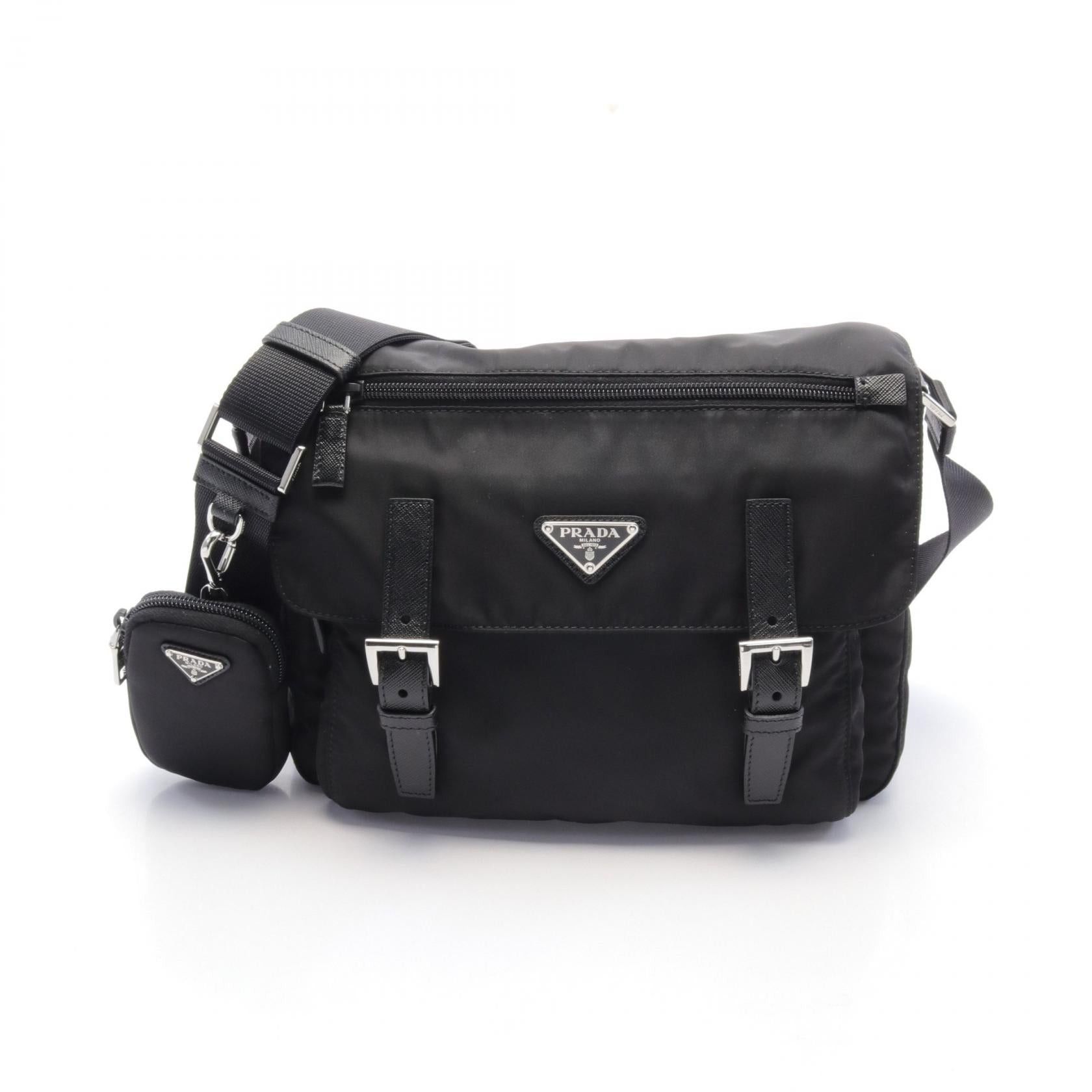 Prada Prada Vela Shoulder Bag Nylon Leather Black Size ONE SIZE - 1 Thumbnail