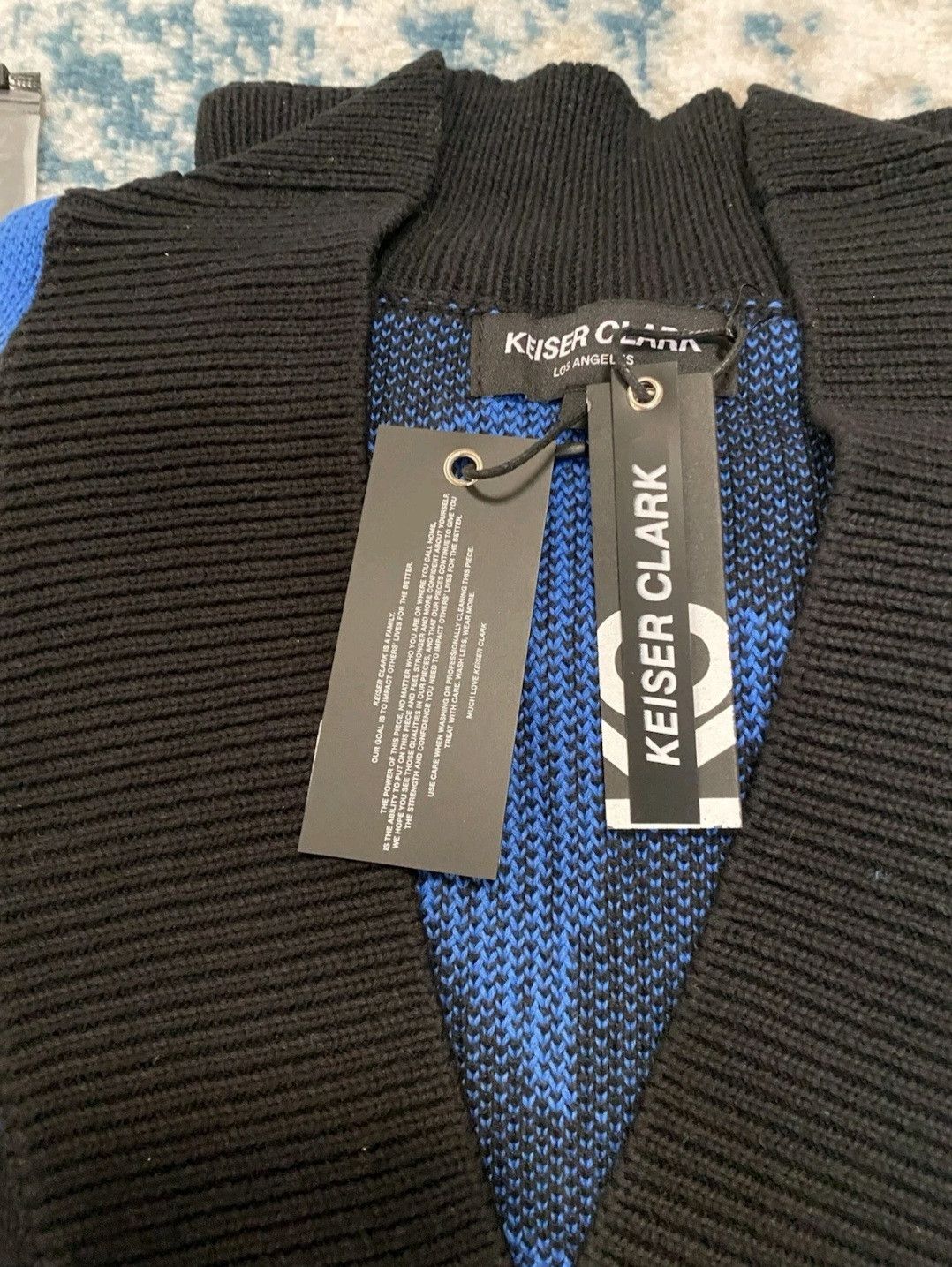 Keiser Clark Keiser Clark Chevron Check Knit Cardigan Black Cobalt Blue Size US L / EU 52-54 / 3 - 5 Thumbnail