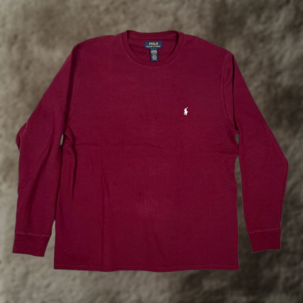 Polo Ralph Lauren Polo Ralph Lauren Sleep Shirt Red XL Long Sleeve 100% Cotton Knit Crew Neck Logo Modern Classic Men's Sleepwear Size US XL / EU 56 / 4 - 1 Thumbnail