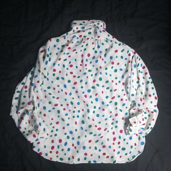 Other Vintage All Hours Polka Dots Polyester Disco Shirt Size XS / US 0-2 / IT 36-38 - 6 Thumbnail