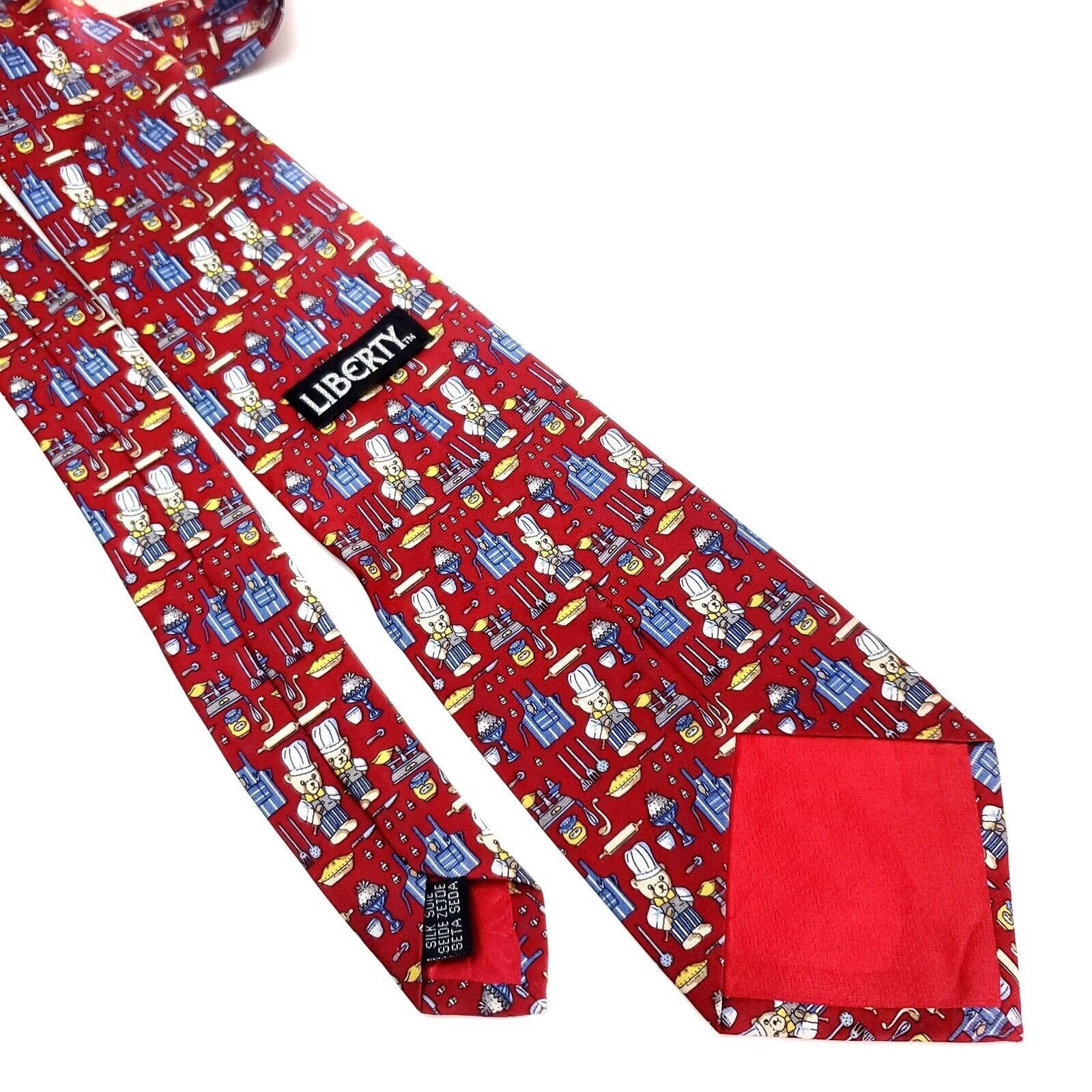Liberty London Liberty Of London Silk Tie Novelty Print Chef Bear Red Size ONE SIZE - 5 Thumbnail
