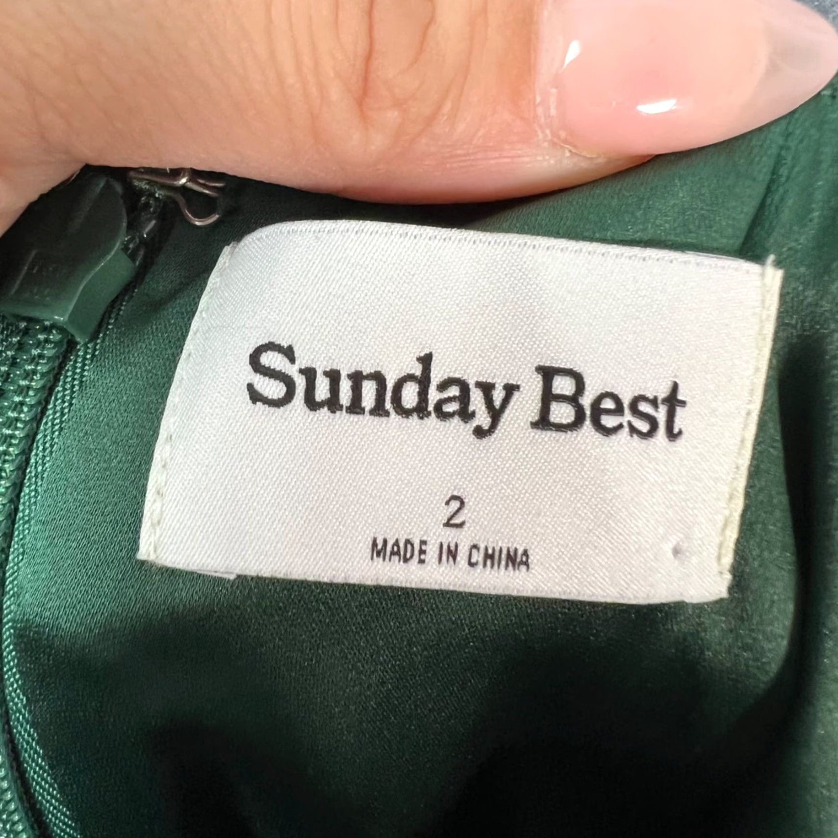 Vintage Sunday Best Womens 2 Satin Green Mini Dress Polyester Blend Adjustable Straps Dress Size XS / US 0-2 / IT 36-38 - 3 Thumbnail