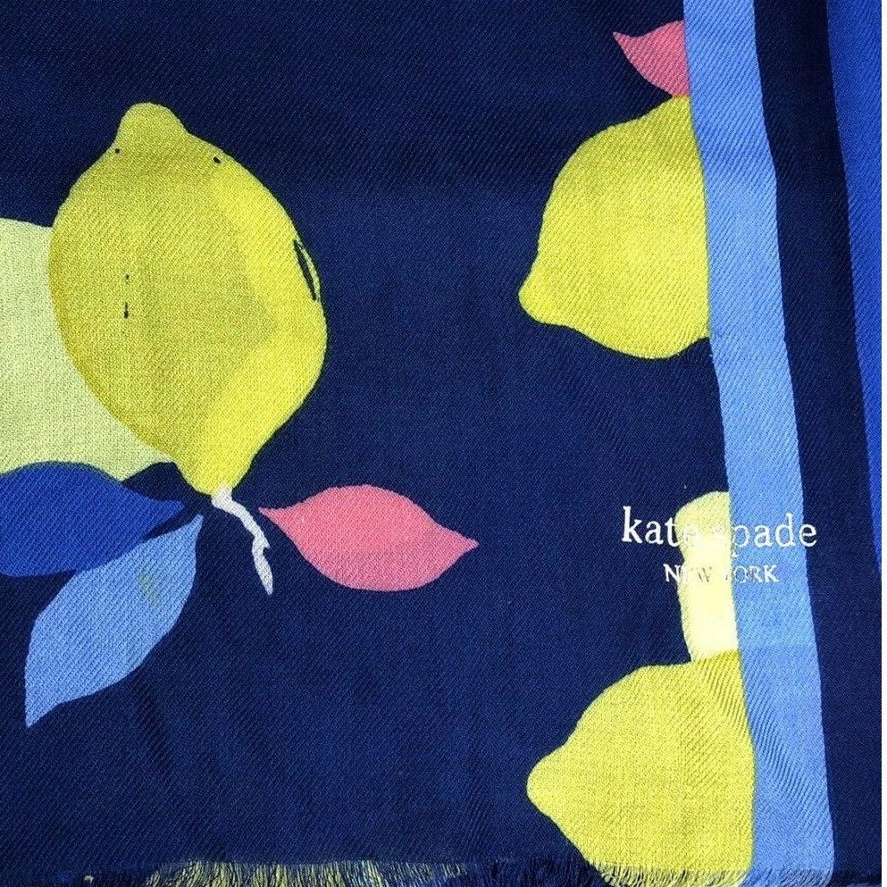 Kate Spade Kate Spade Lemon Zest Oblong Scarf River Blue KS1002511 Size ONE SIZE - 8 Thumbnail