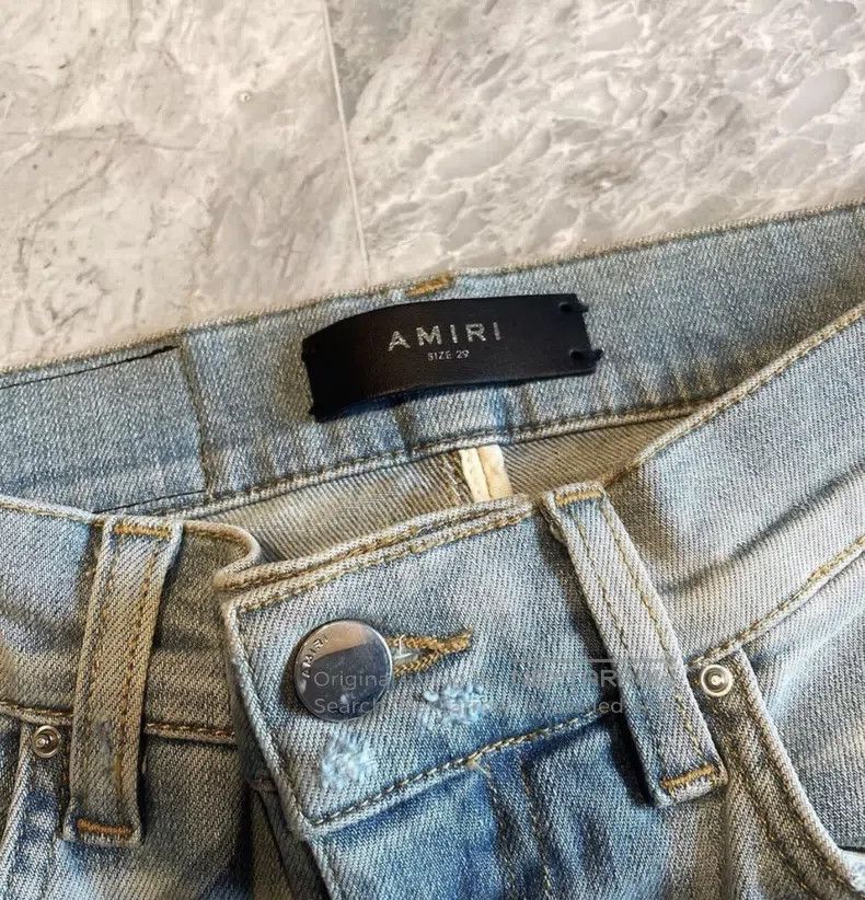 Amiri Amiri Classic Fresh Blue Double Ripped Track Denim Jeans, Size US 29 - 2 Thumbnail