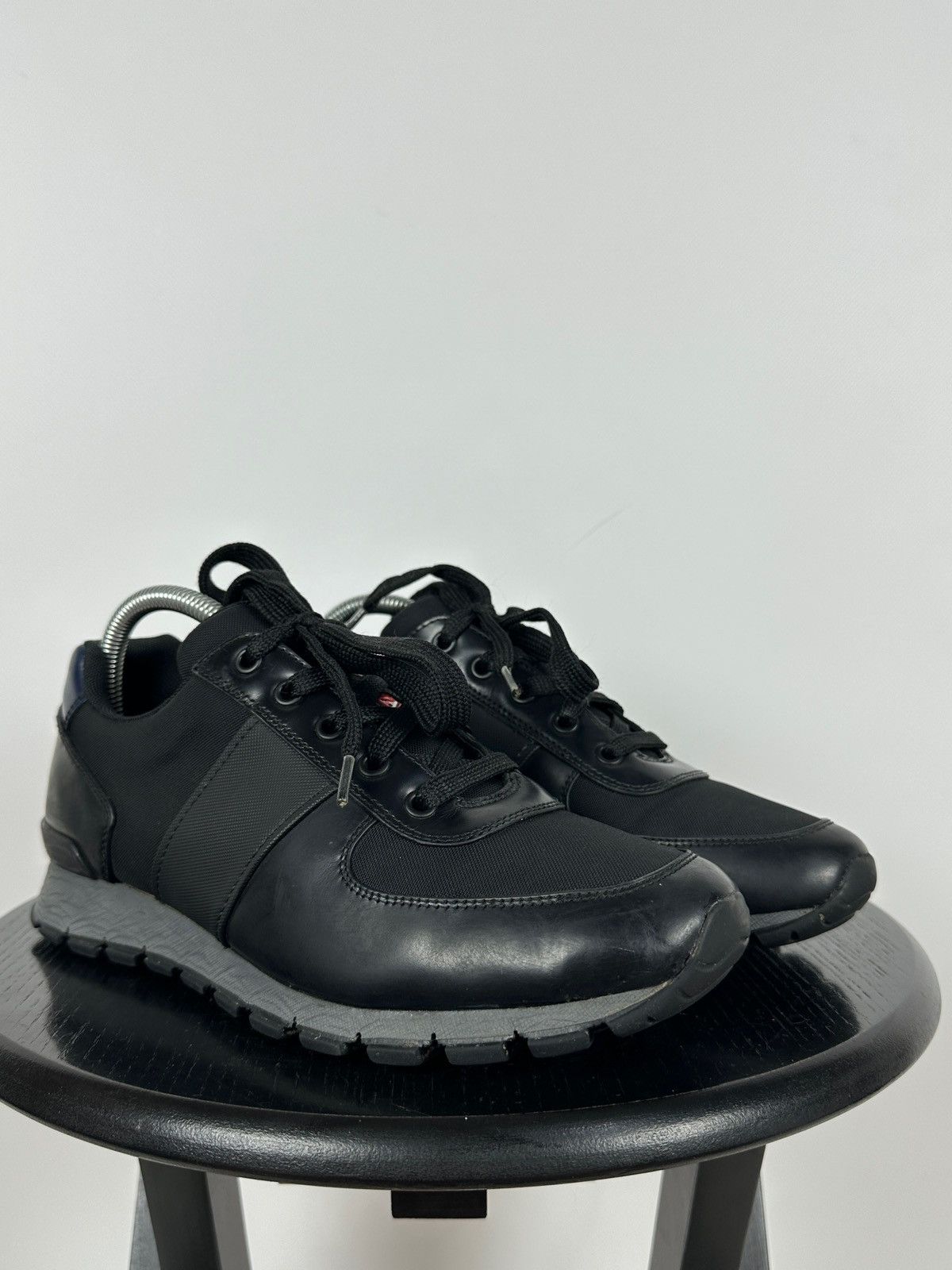 Prada Prada Matchrace Black Leather Sneakers Size US 7 / EU 40 - 12 Thumbnail