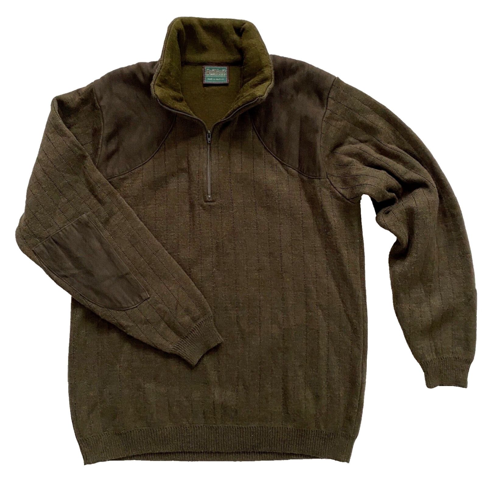 Vintage Quiltknit Men's Sweater 1/4 Zip Wool Hunting Mock Neck Forest Green M Size US M / EU 48-50 / 2 - 2 Thumbnail
