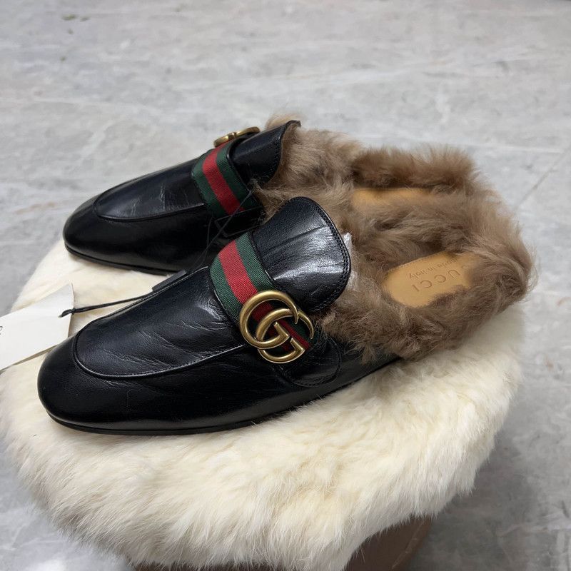 Gucci Gucci Princetown Black Fur Mules for Men - Size US 9.5 / EU 42-43 - 1 Thumbnail