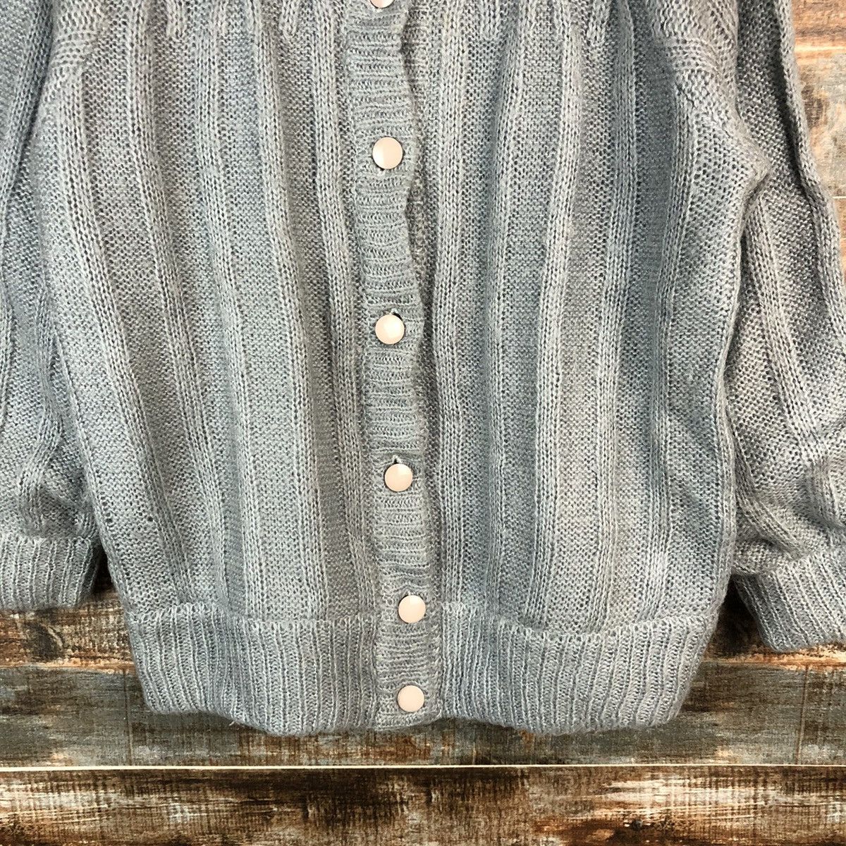 Japanese Brand Sec Grey Cardigan vintage Knitwear #A2244 Size L / US 10 / IT 46 - 6 Thumbnail