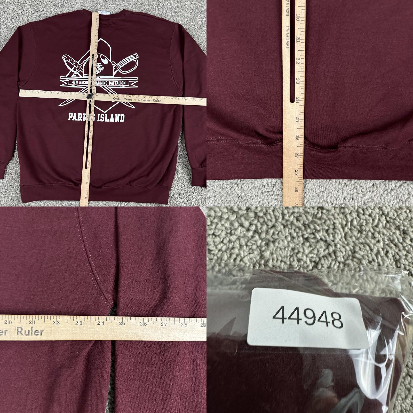 Champion Champion Sweatshirt Mens XL Maroon USMC 4th Battalion Parris Island Crewneck Shirt Adult XL Red Graphic Print USA Patriotic Marine Logo Mens Size US XL / EU 56 / 4 - 8 Thumbnail