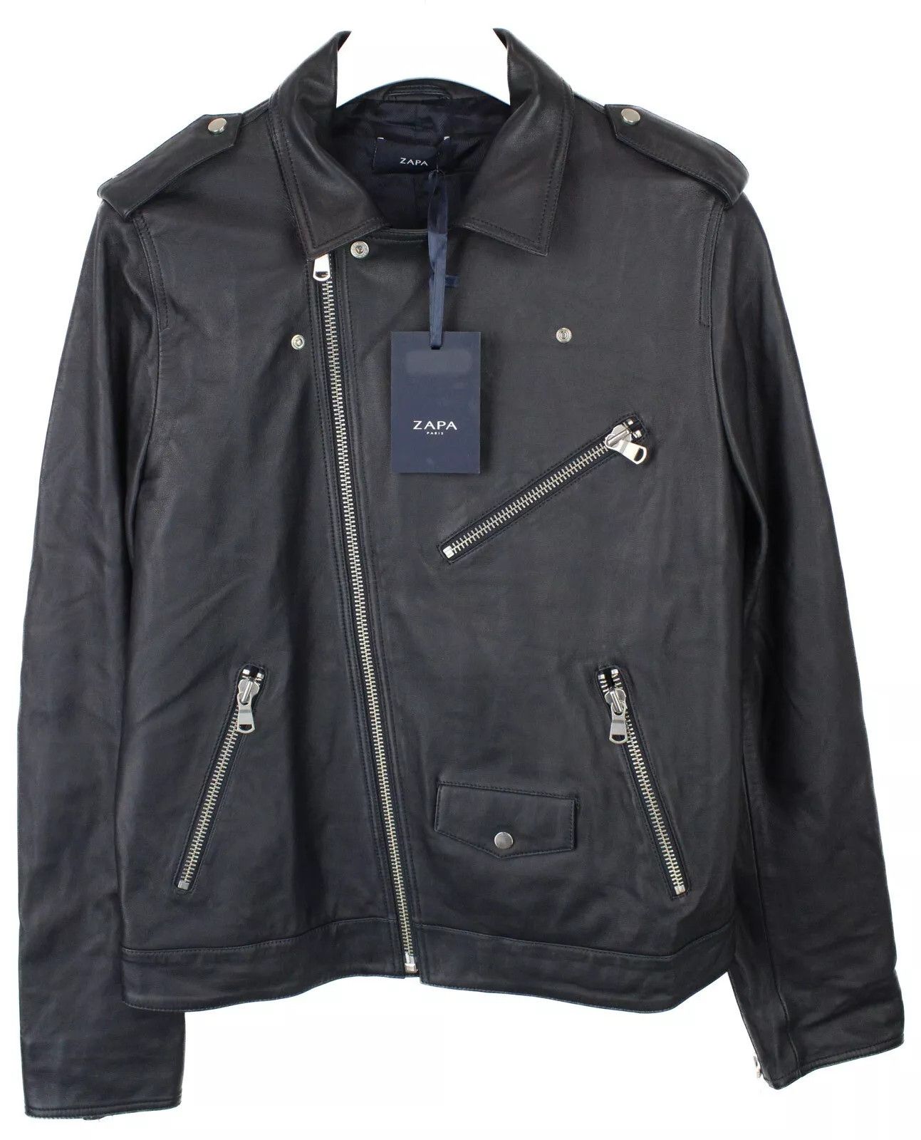 ZAPA ZAPA Jacket Men UK 40 Black Soft Leather Zip Pockets Biker Size US L / EU 52-54 / 3 - 1 Thumbnail