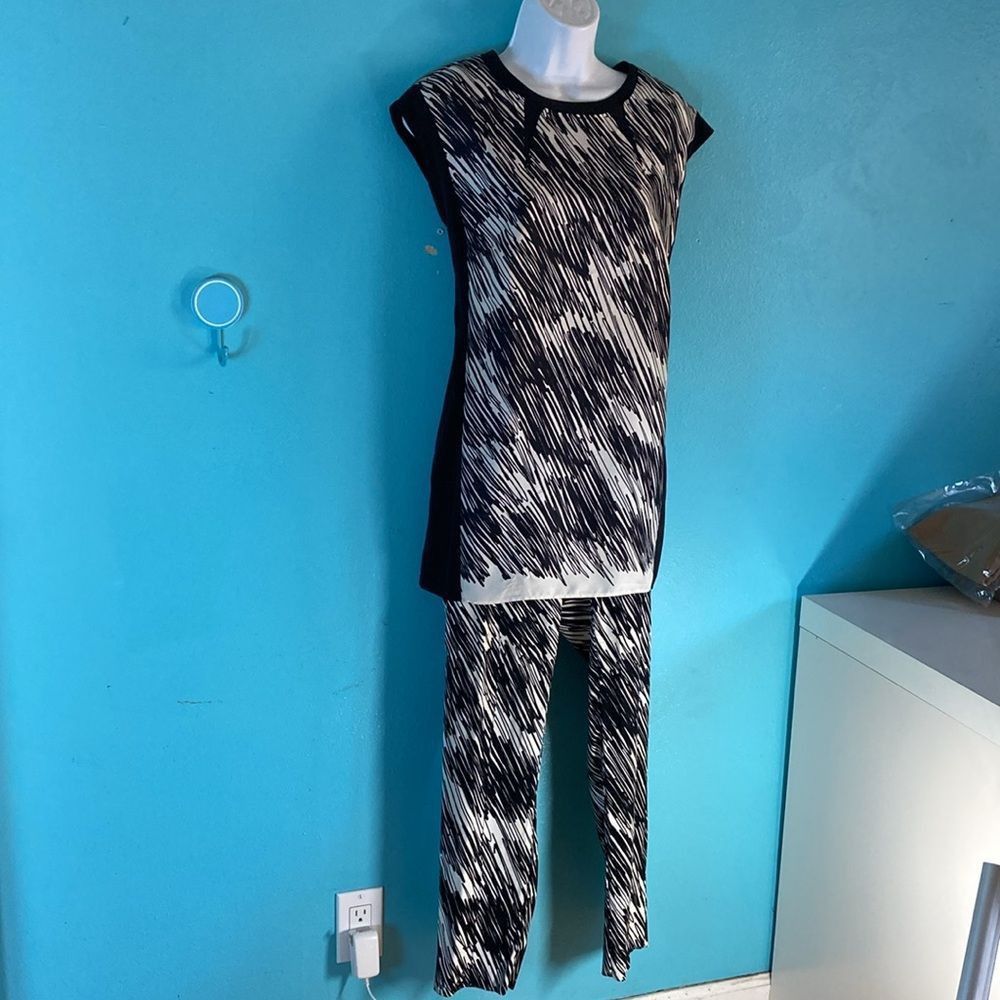 Sportmax Max Mara Sportmax Women’s Size 10 Black White Scribble Print Size L / US 10 / IT 46 - 13 Thumbnail