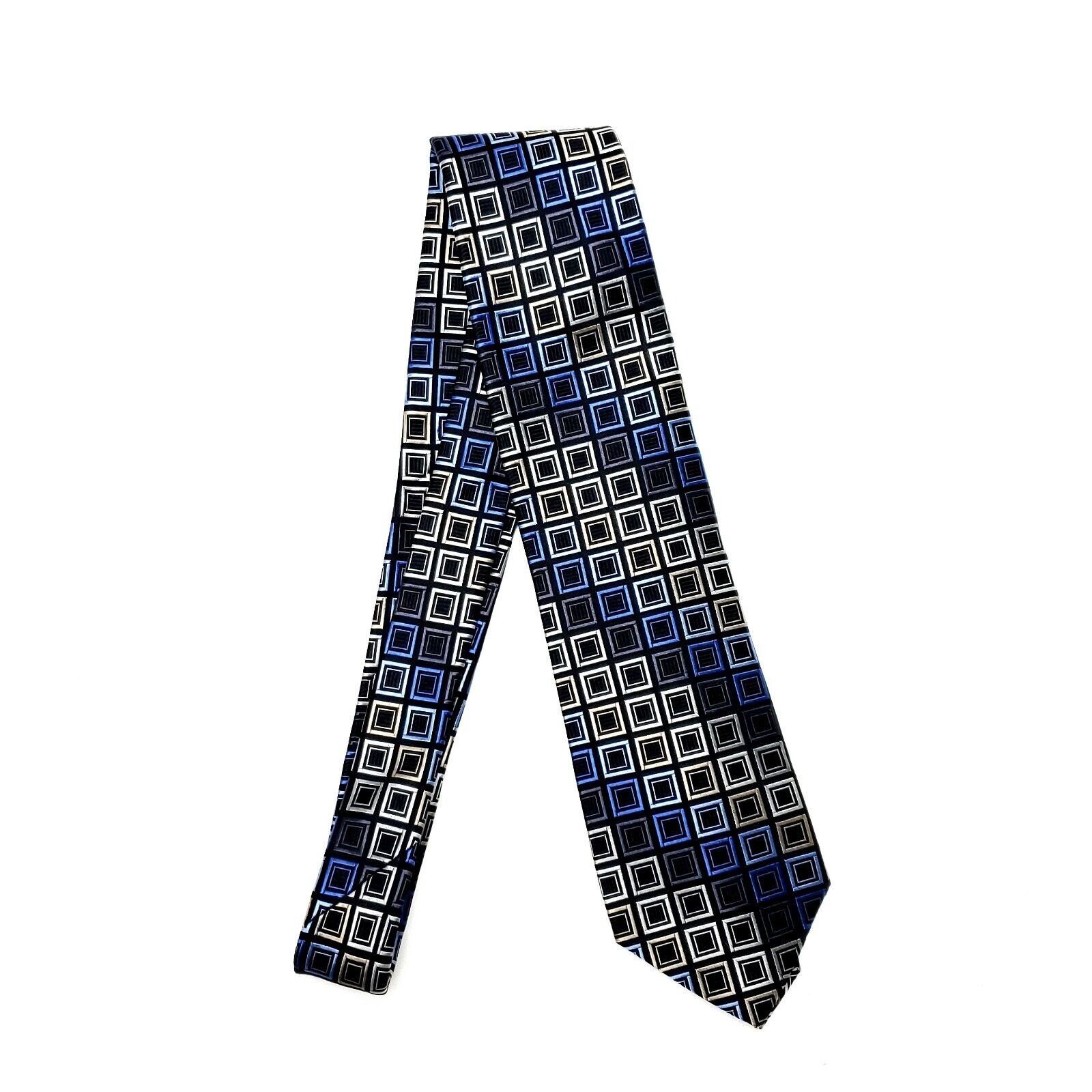 Michael Kors Michael Kors Silk Tie Woven Gray Blue Geometric Size ONE SIZE - 6 Thumbnail