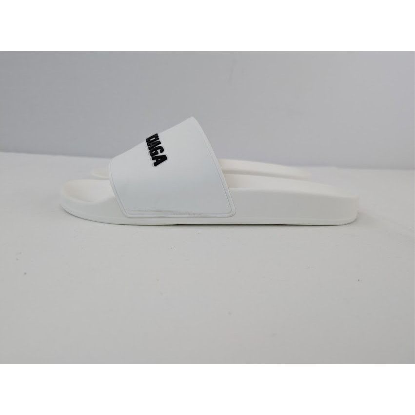Balenciaga o1rshd1 Rubber Logo Pool Slide Sandals in White / Black 45 Size US 12 / EU 45 - 10 Thumbnail