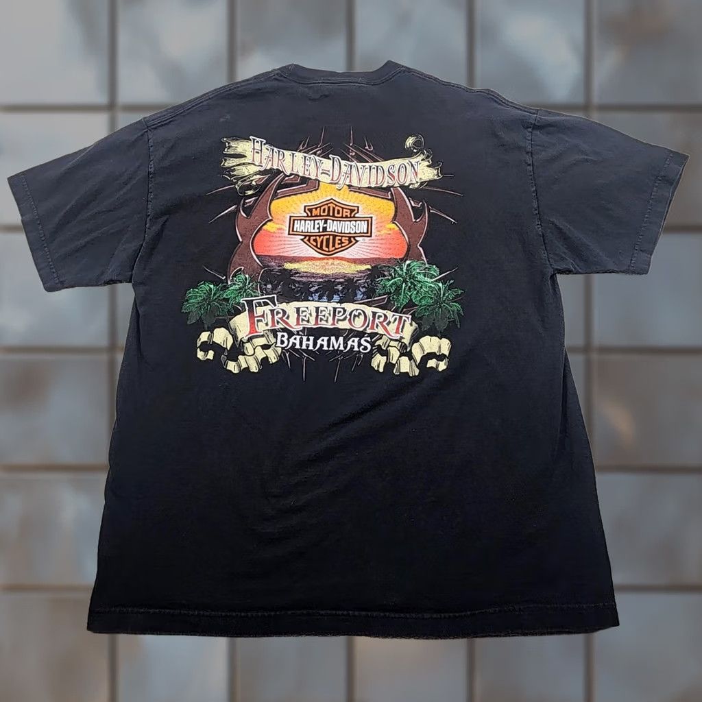 Harley Davidson Harley-Davidson Shirt XL Black Freeport Bahamas Biker Motorcycle Graphic Tee Mens Size US XL / EU 56 / 4 - 1 Thumbnail