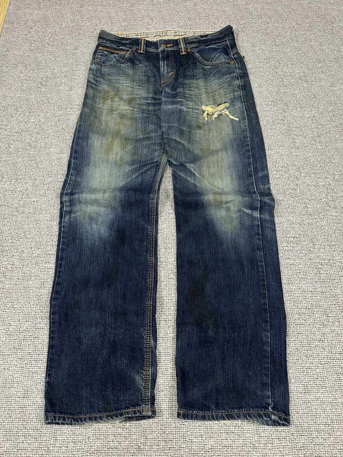Edwin Vintage Edwin 444 XVS Distressed Wide Leg Denim 34x31 D741 Size US 32 / EU 48 - 1 Thumbnail