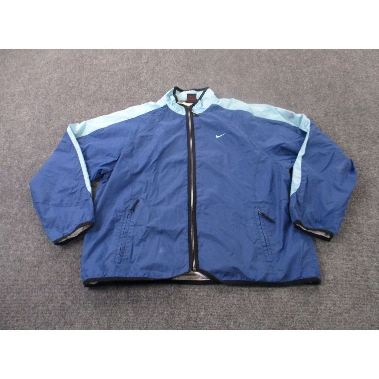 Nike Nike Jacket Womens L Blue Nylon Lined Golf Athletic Swoosh Logo Track Retro Windbreaker Mens Womens Boys Girls Size L / US 10 / IT 46 - 2 Thumbnail