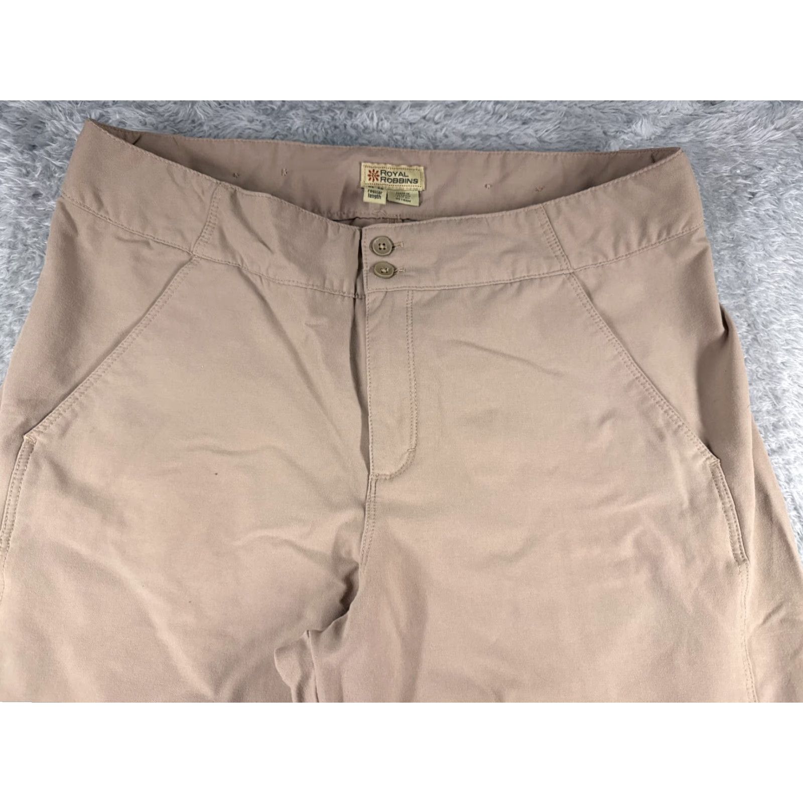 Vintage Royal Robbins Pants Women Size 10 Beige Cargo Straight Leg Nylon Blend Casual