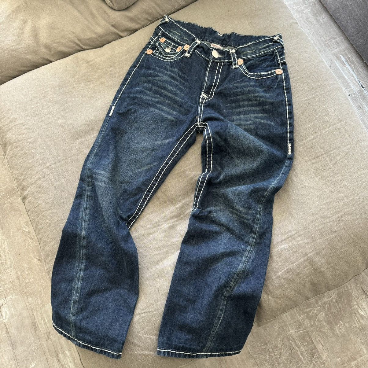 image of True Religion Joey Super T Y2K Vintage Flare Jeans in Blue, Men's (Size 34)