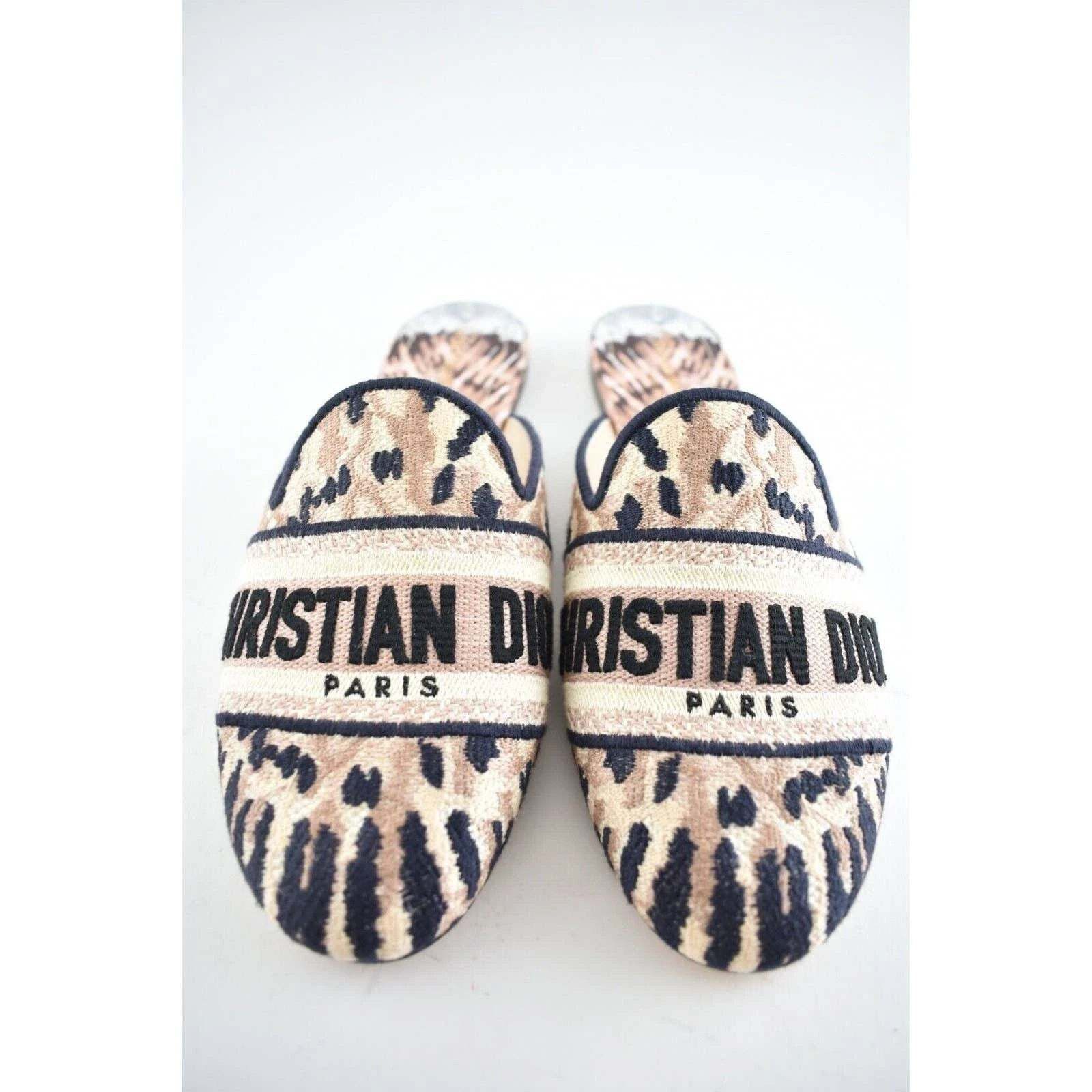 Dior Off Mule Black Logo Backless Slide Ballerina Flat 37.5 Size US 7.5 / IT 37.5 - 8 Thumbnail