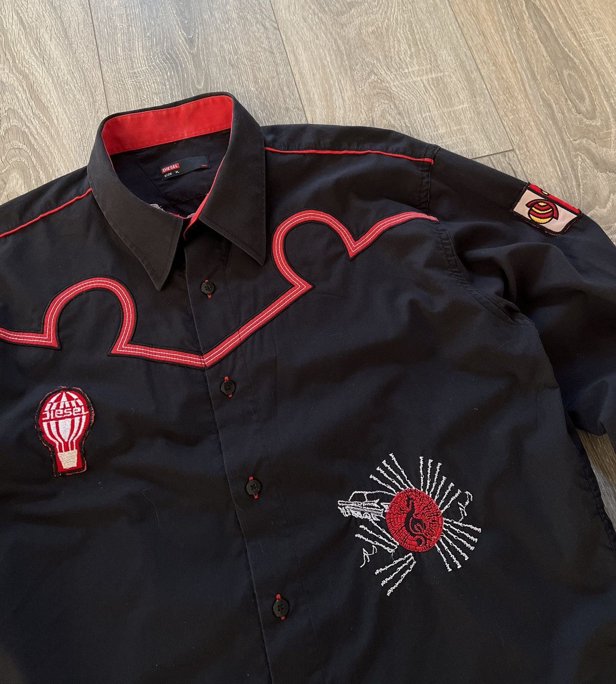 Diesel Vintage Diesel Embroidered Big Logo Button Up Shirt Size US XL / EU 56 / 4 - 2 Thumbnail