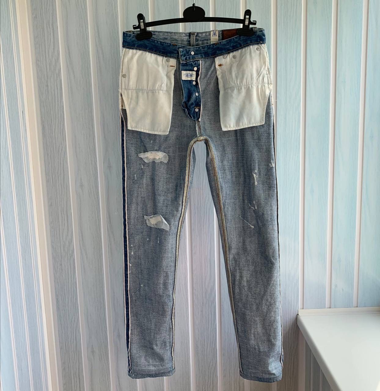 Emmett × Japanese Brand EMMETT Unisex E D Bill Lt Rip Wash 562/m Selvedge Jeans Size US 29 - 4 Thumbnail
