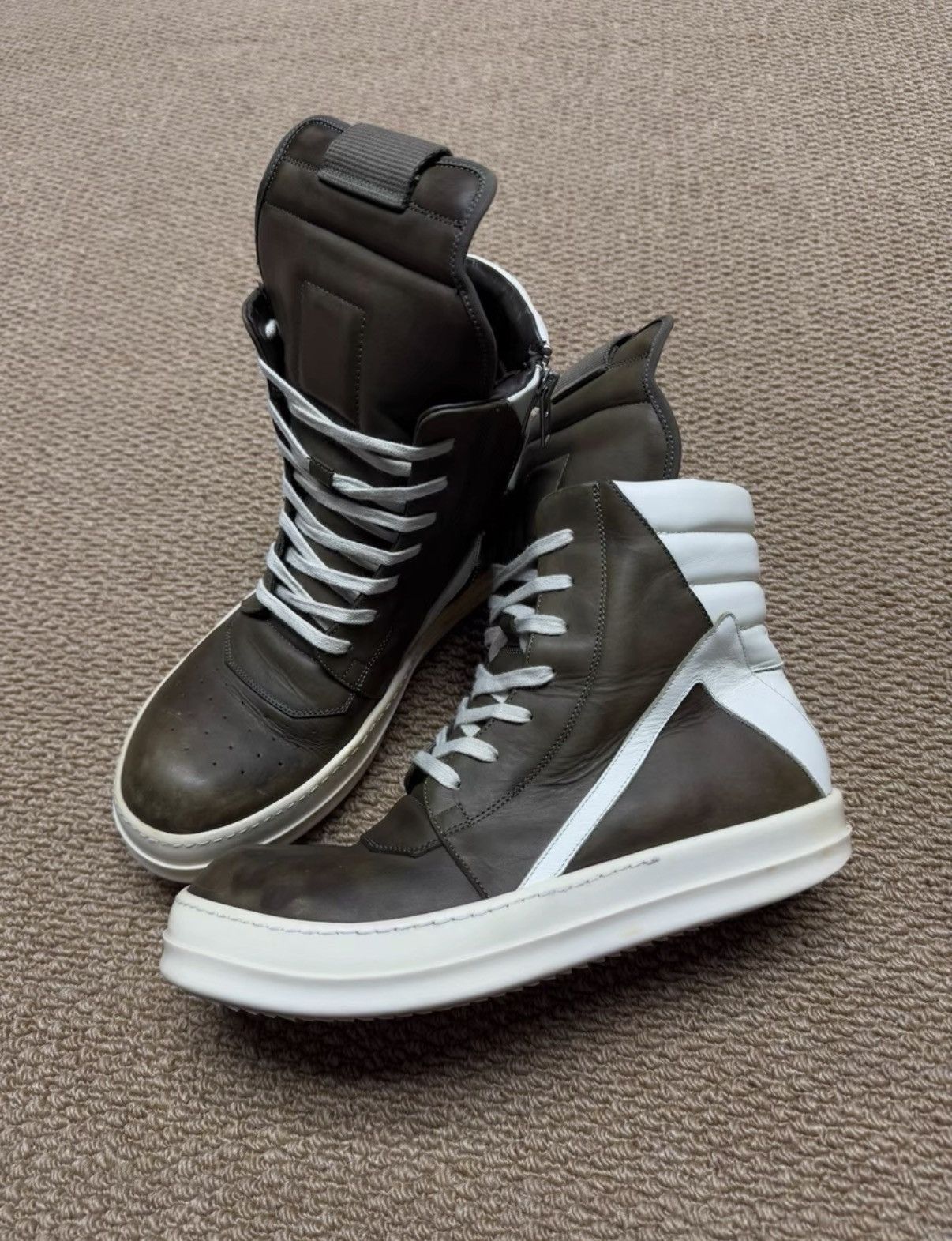 Rick Owens Rick Owens Geobasket, Mocha Brown & White K37 Size US 8.5 / EU 41-42 - 1 Thumbnail