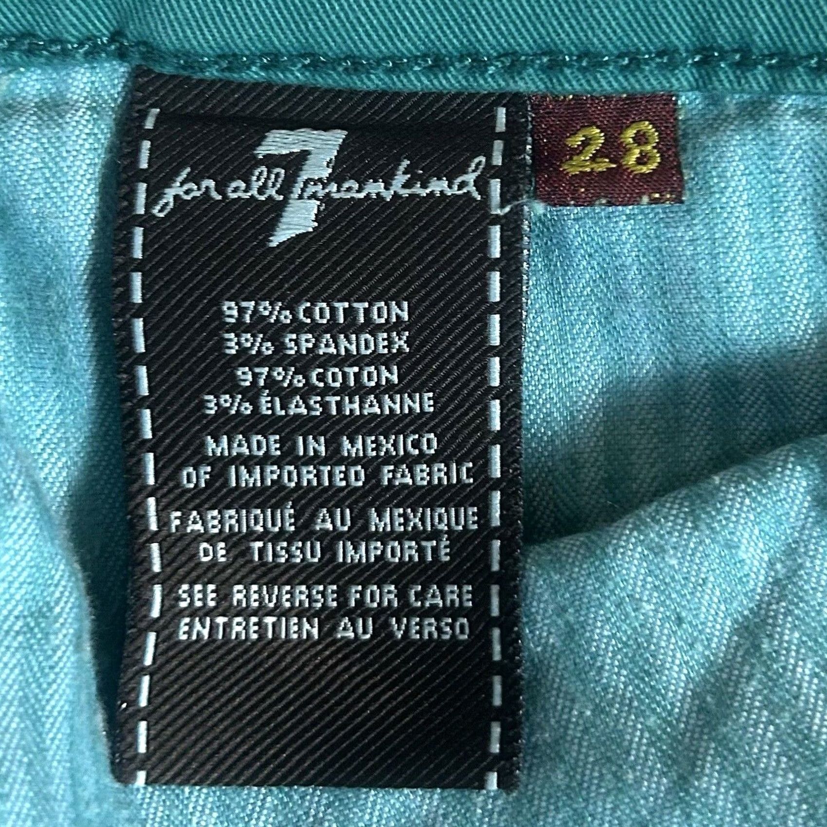 7 For All Mankind 7 For All Mankind Jeans Women's 28 Green Slim Pockets Denim Straight Leg 5-Pocket Design Vintage No Size 28" / US 6 / IT 42 - 6 Thumbnail