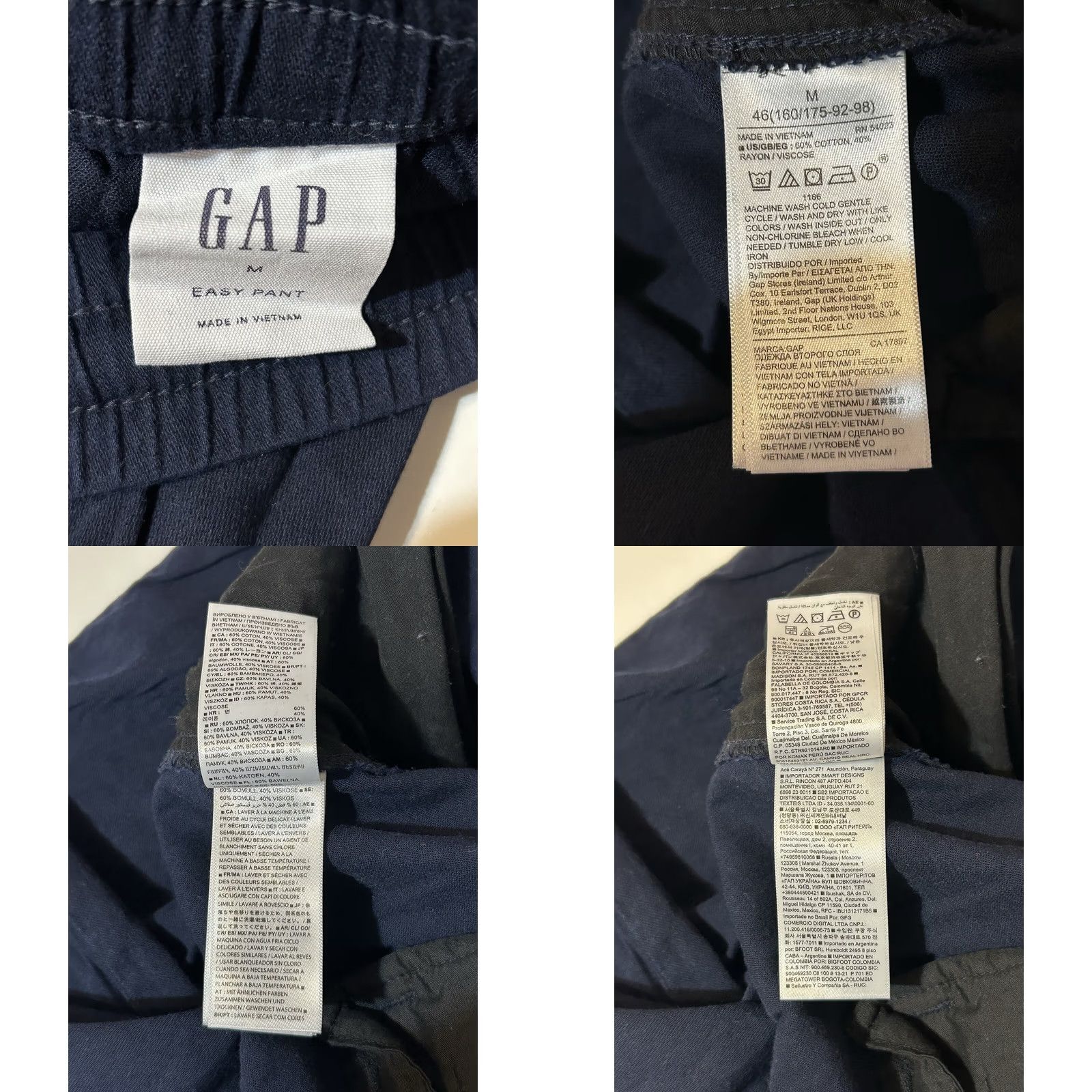 Gap Gap Easy Pant Women Medium Navy Blue Pull On Elastic Waist Drawstring 32x24 Casual Modern Knit Cotton Rayon Pockets Straight Size 32" / US 10 / IT 46 - 8 Thumbnail