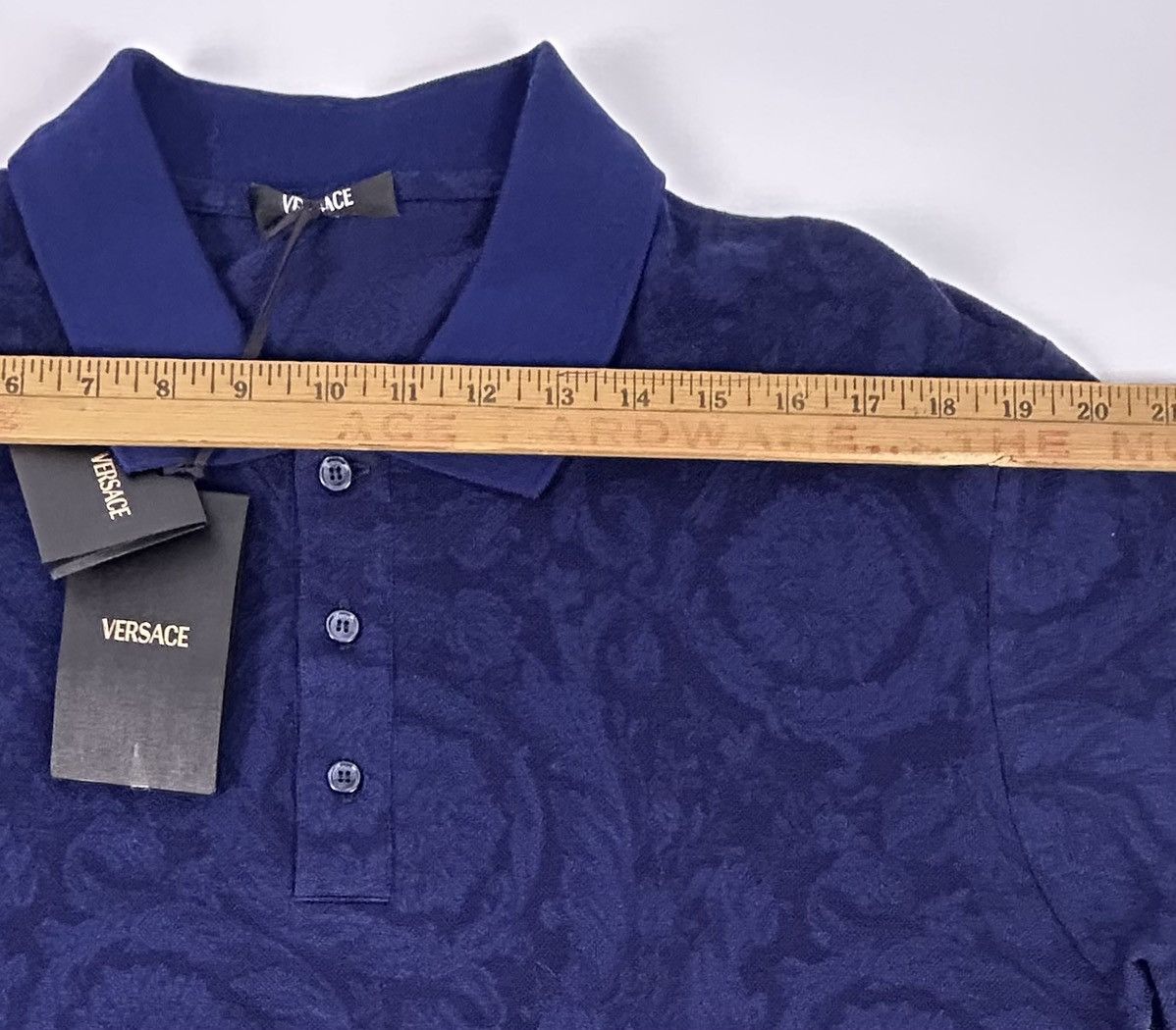 Versace Versace Barocco Jacquard pique Polo Navy Blue XL Italy Size US XL / EU 56 / 4 - 8 Thumbnail