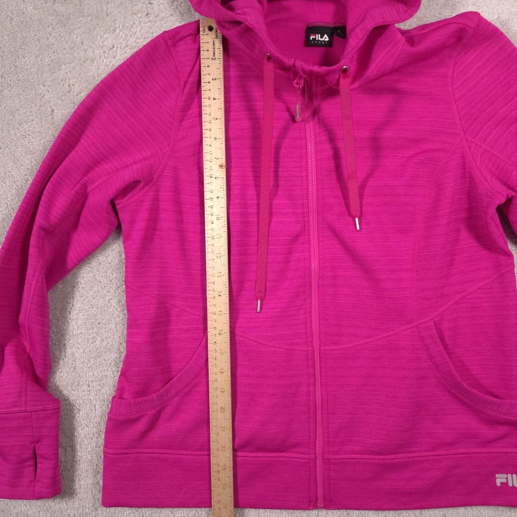 Fila Fila Sport Hoodie Womens XL Pink Fleece Full Zip Pockets Logo Lined Stretch Size XL / US 12-14 / IT 48-50 - 7 Thumbnail